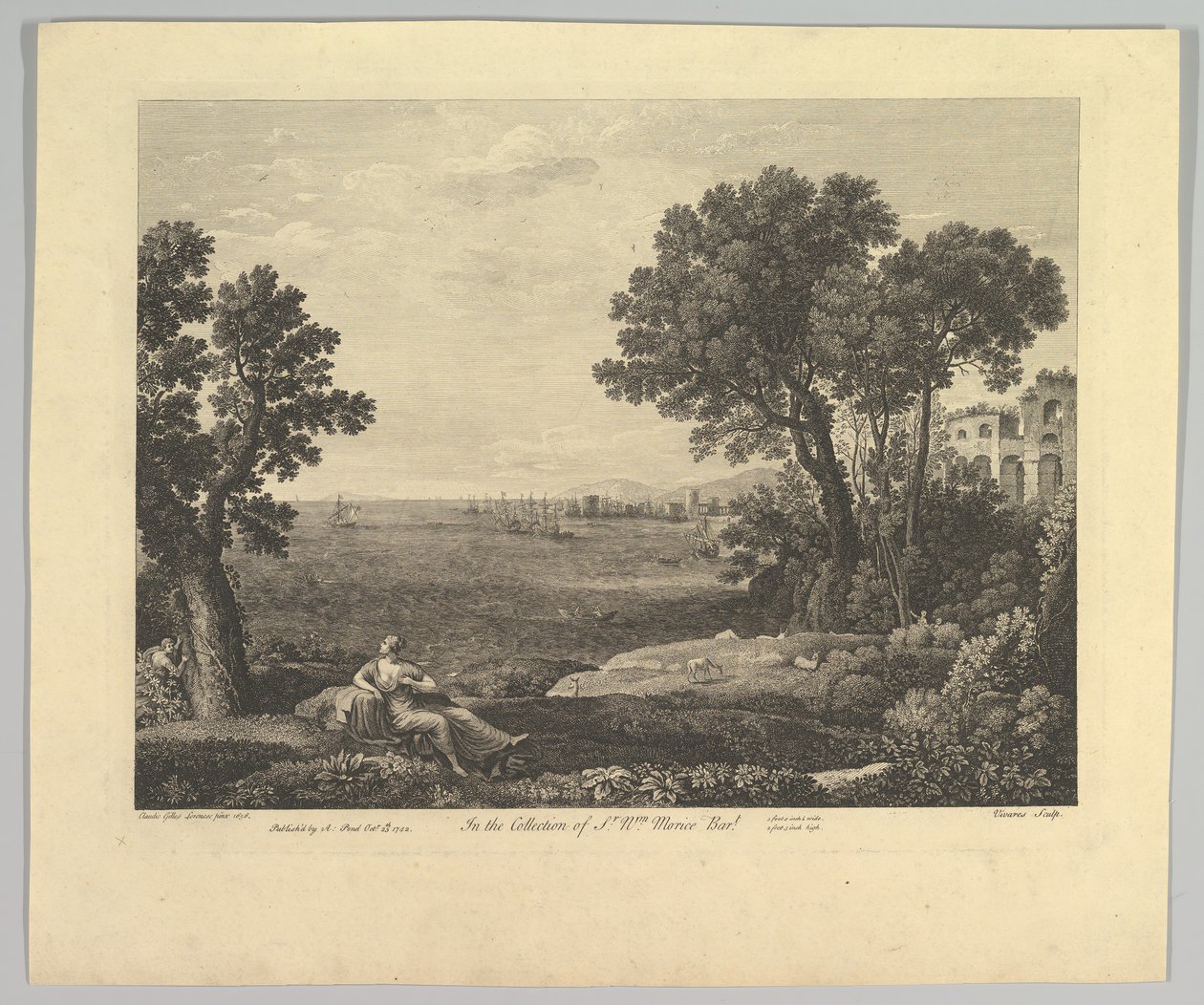 المناظر البحرية مع باخوس وأريادن 1742. بواسطة كلود لورين