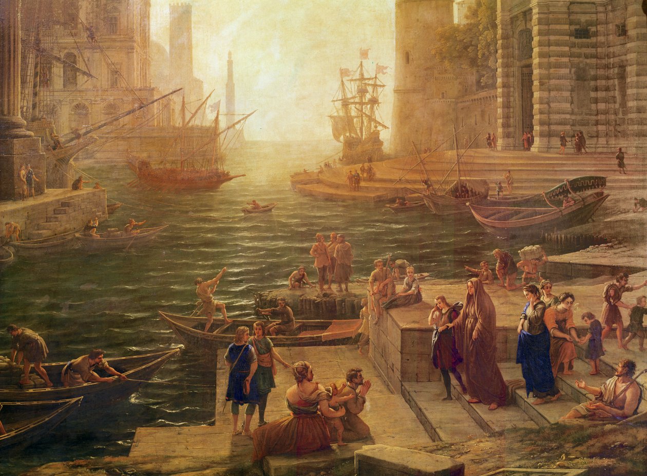 الصعود إلى القديس بولس الروماني المقدس في أوستيا بالتفصيل في القسم السفلي ، 1639-40 زيت على قماش بواسطة كلود لورين