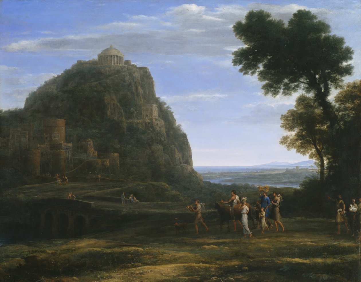منظر لدلفي مع موكب ، 1673. بواسطة كلود لورين