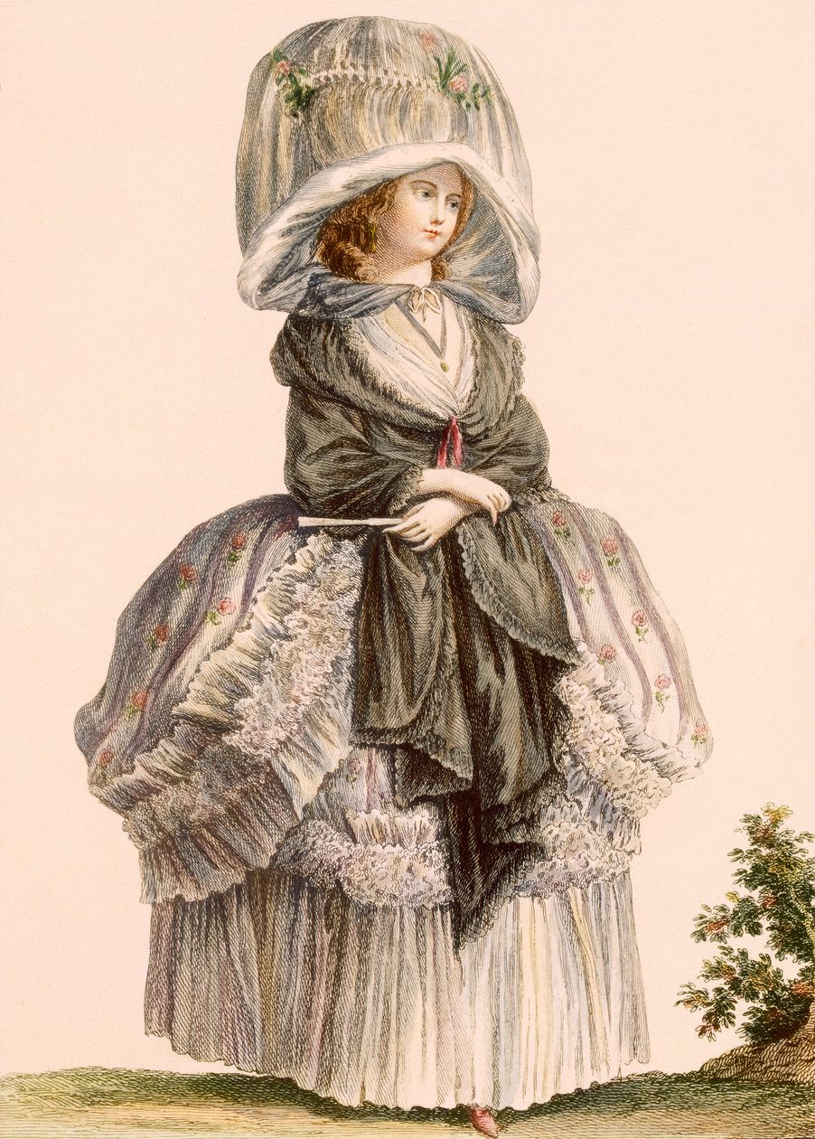 ثوب التنزه الصيفي لسيدة ، منقوش بواسطة Deny ، من "Galeries des Modes et Costumes Francais" ، من 1778 إلى 877 بواسطة كلود لويس Desrais