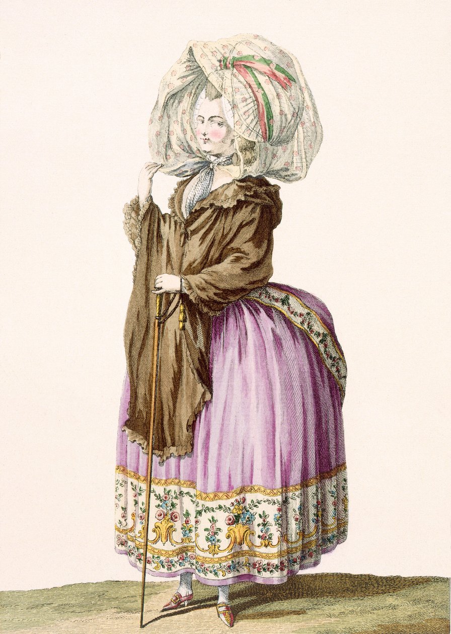 Polonoise ، محفورة بواسطة Voysard ، اللوحة رقم 84 من "Galeries des Modes et Costumes Francais" ، c.1778-87 99: ملابس ؛ لباس تقليدي لباس تقليدي؛ موضه؛ توضيح؛ ج بواسطة كلود لويس Desrais