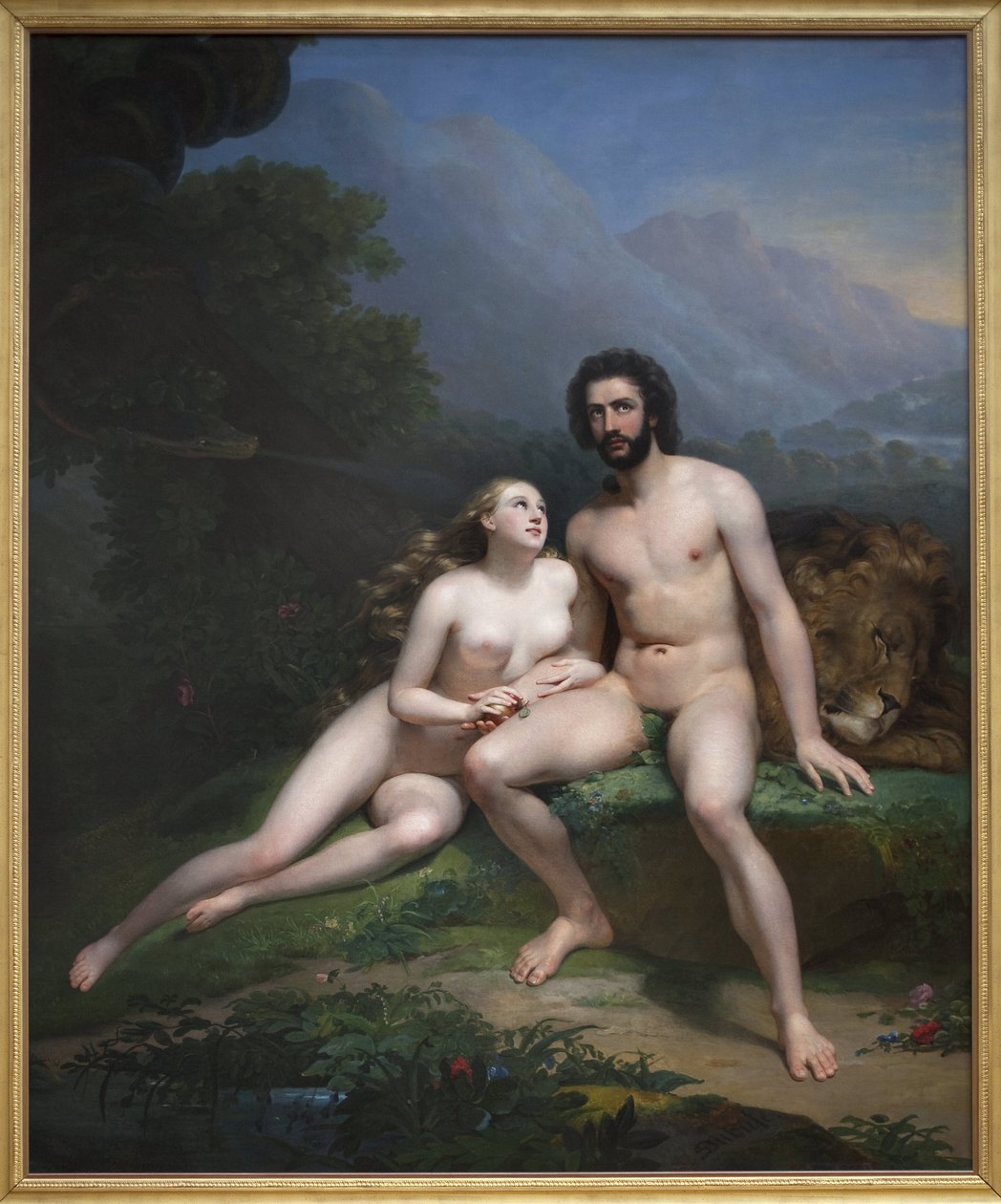 آدم وحواء. لوحة لكلود ماري دوبوف (1790-1864) ، زيت على قماش بواسطة كلود ماري دوبوف