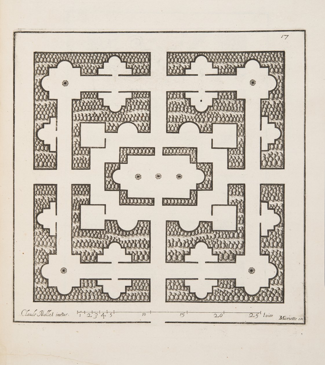 تصميم لـ Parterre ، من Theatre des Plans et Jardinages ، حانة. 1652 (نقش) بواسطة كلود موليت