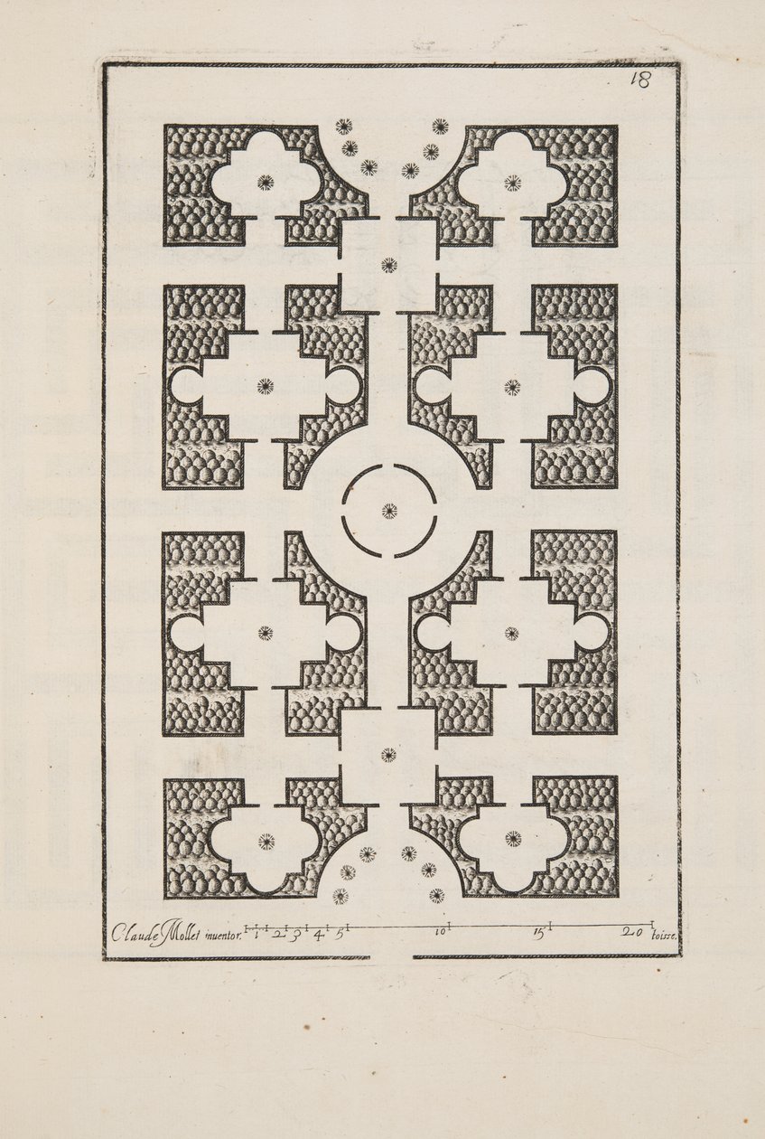 تصميم لـ Parterre ، من Theatre des Plans et Jardinages ، حانة. 1652 (نقش) بواسطة كلود موليت