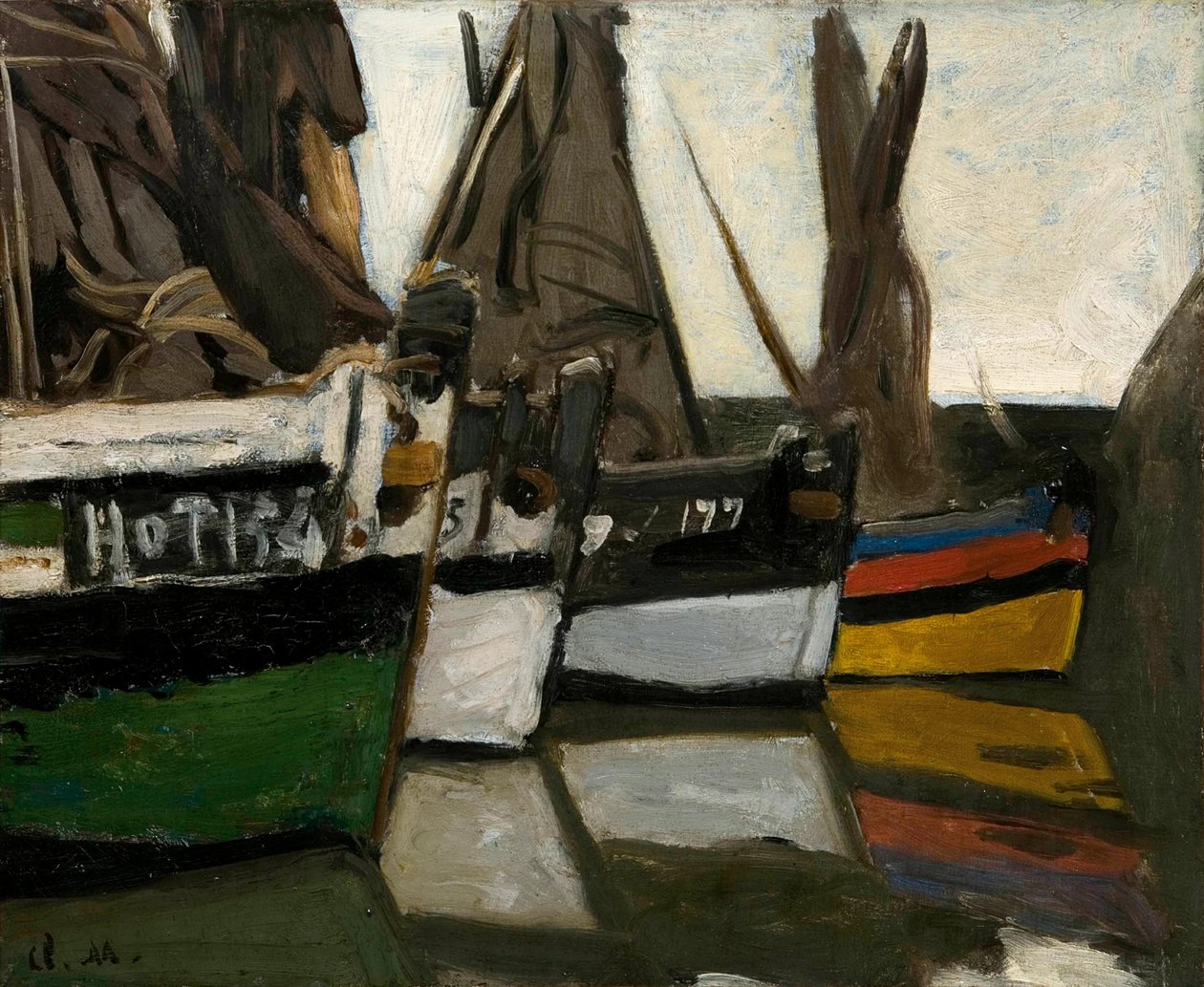 قوارب الصيد في Honfleur قوارب الصيد في Honfleur ، حوالي 1866. بواسطة كلود مونيه
