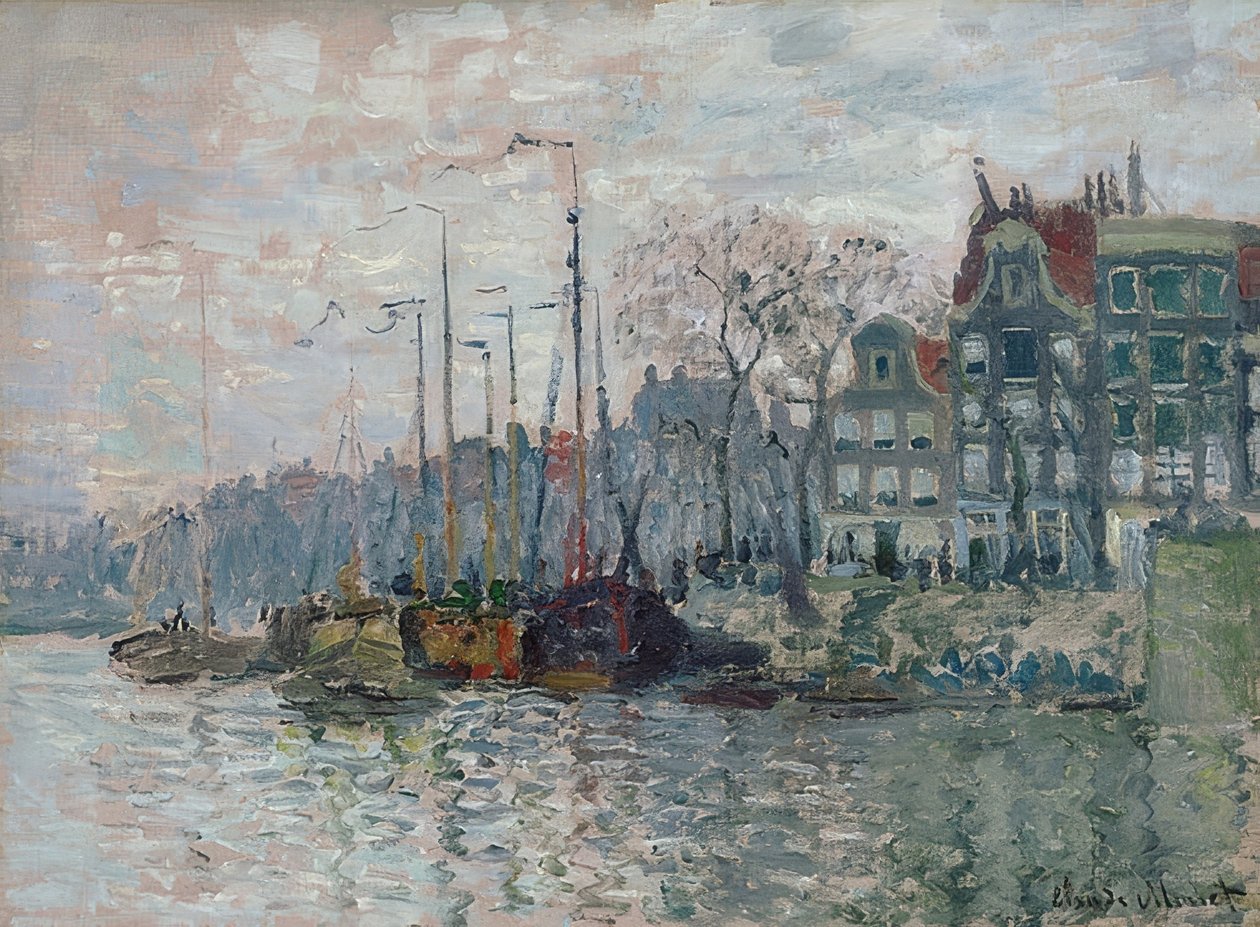 منظر لـ Prins Hendrikkade و Kromme Waal في أمستردام. 1874 بواسطة كلود مونيه
