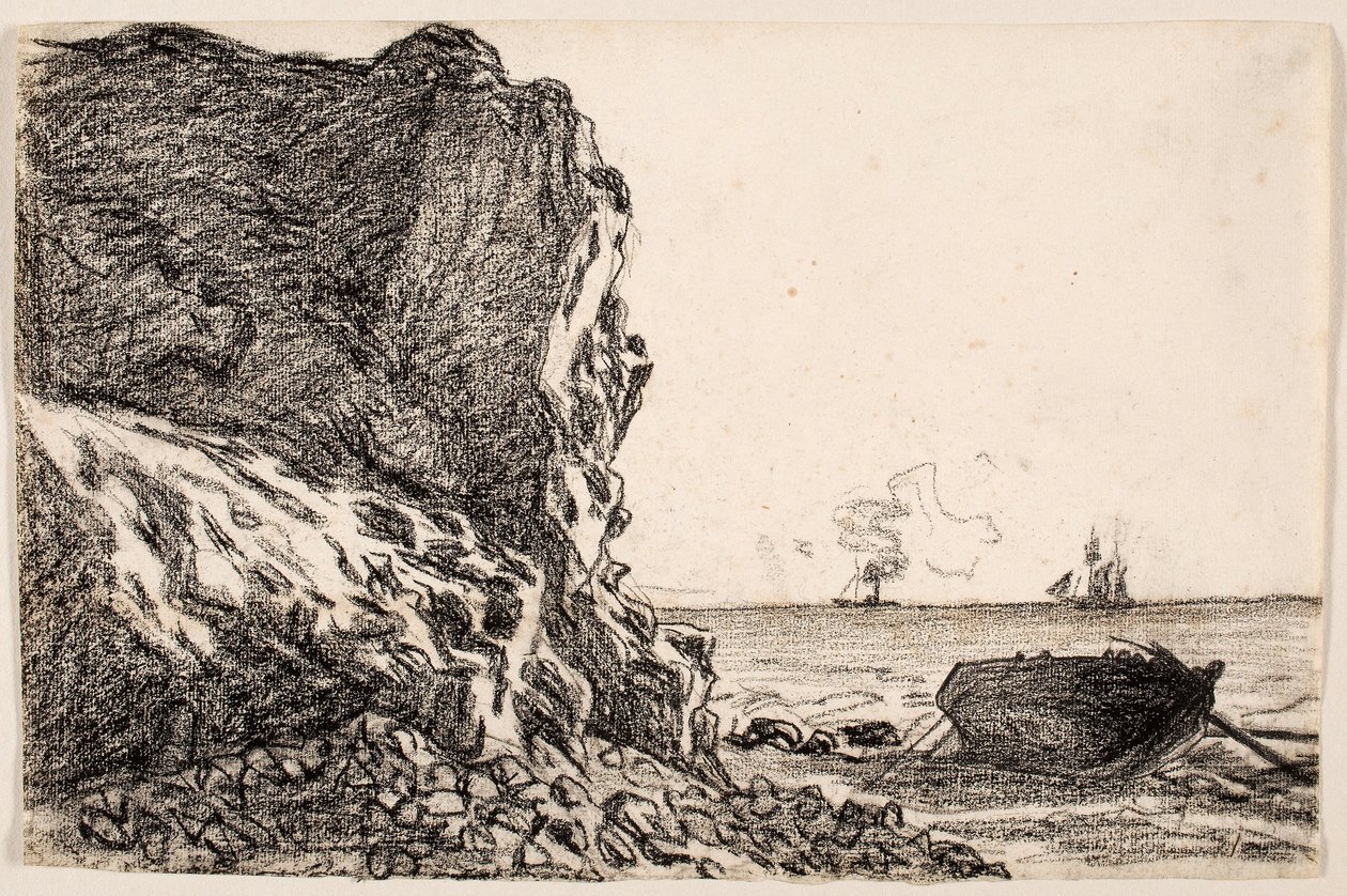 المنحدرات والبحر ، Sainte-Adresse ، حوالي عام 1864 (طباشير أسود على ورق من العاج) بواسطة كلود مونيه