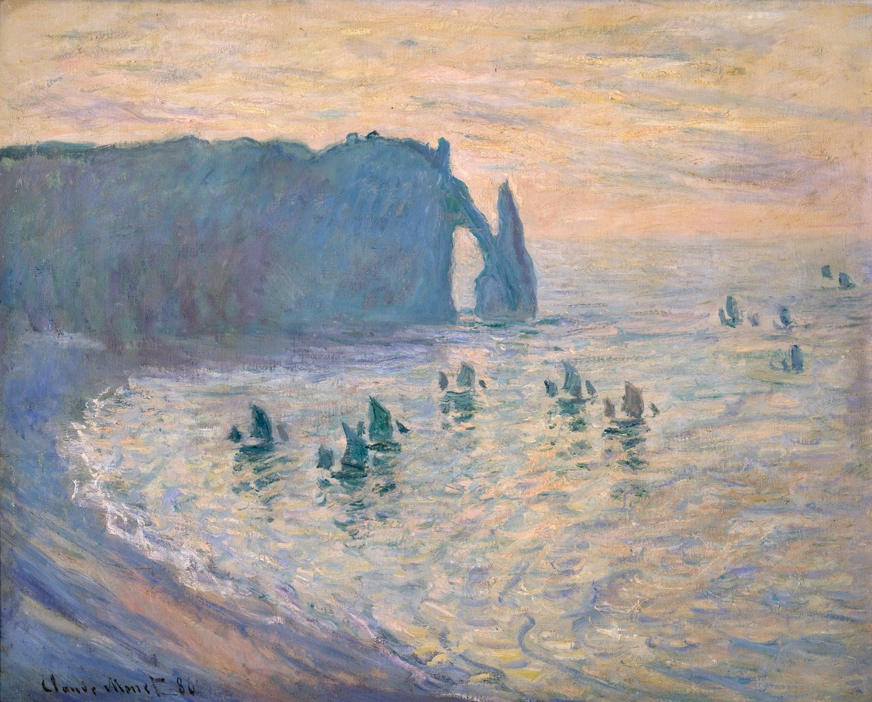 المنحدرات في ettretat ، 1885-1886. بواسطة كلود مونيه