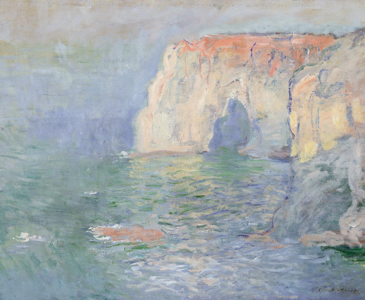Etretat: Le Manneport ، تأملات في المياه بواسطة كلود مونيه