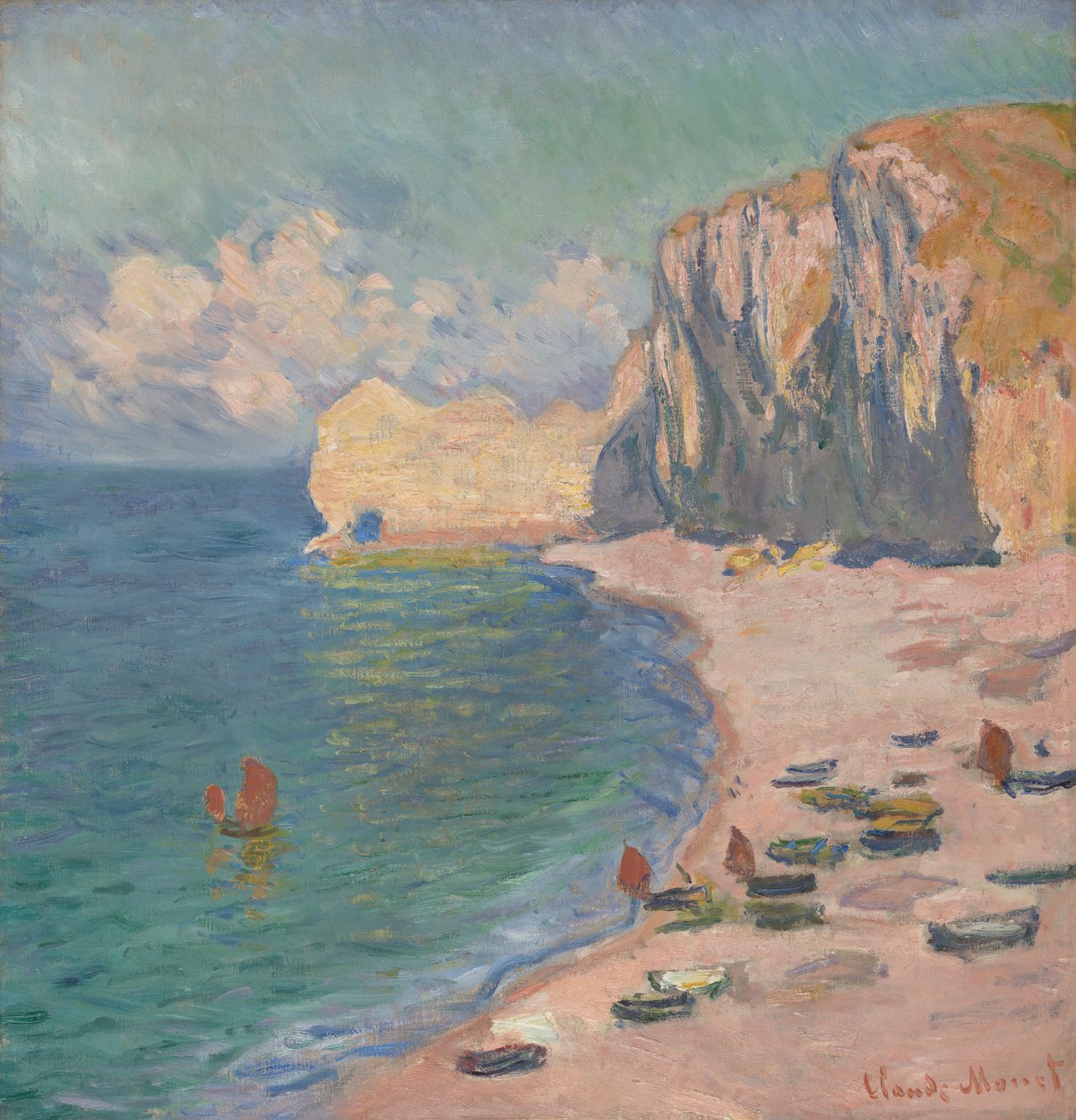 إتريتات: The Beach and the Falaise d'Amont ، ١٨٨٥. بواسطة كلود مونيه