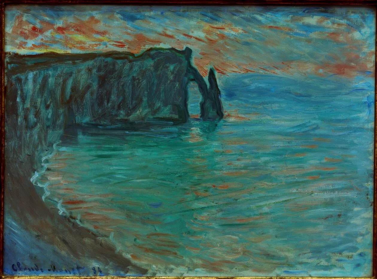 Falaise d&39;Aval ، مع Porte و Aiguille بواسطة كلود مونيه