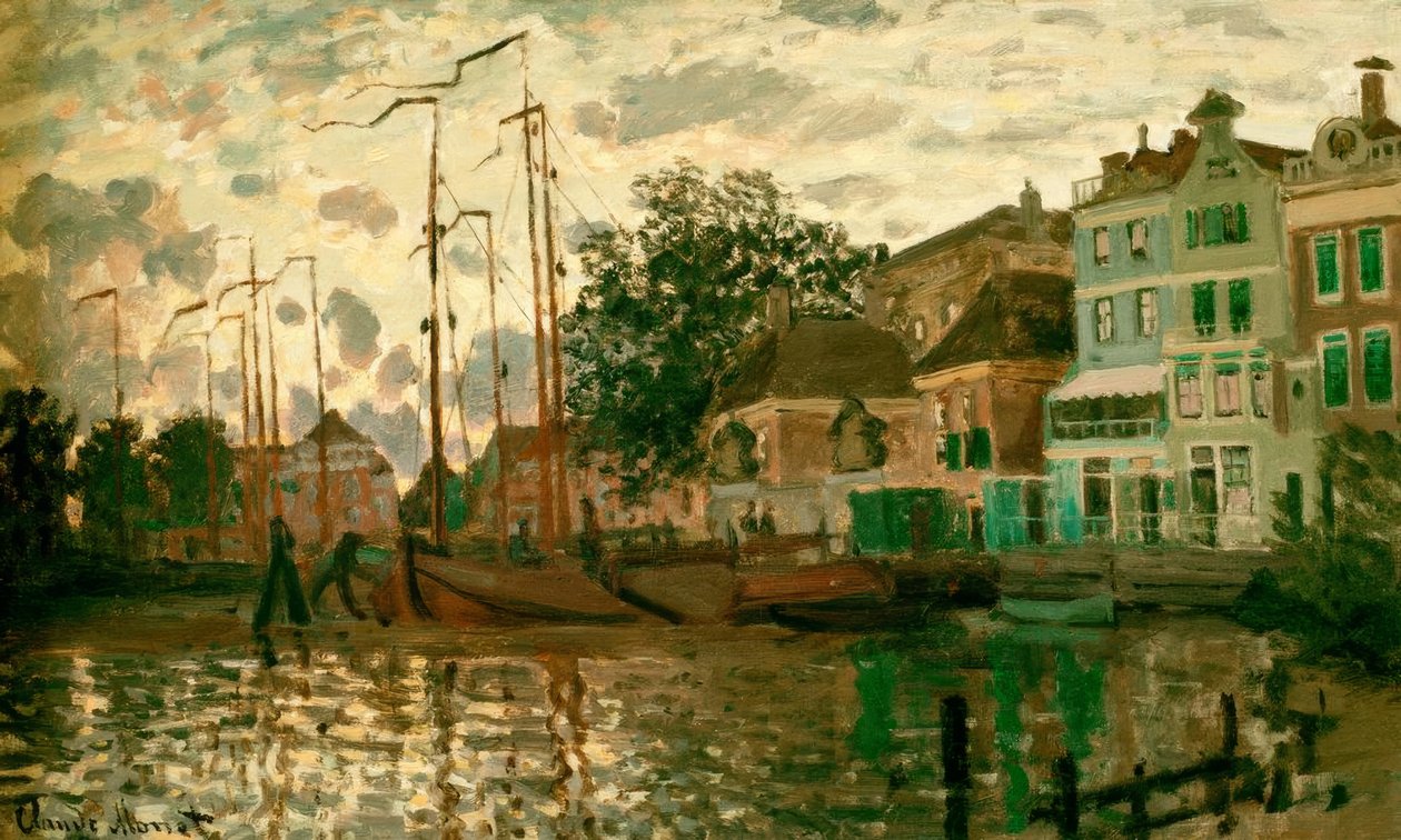 Le Dam à Zaandam، le soir (The Dam in Zaandam am Abend) بواسطة كلود مونيه