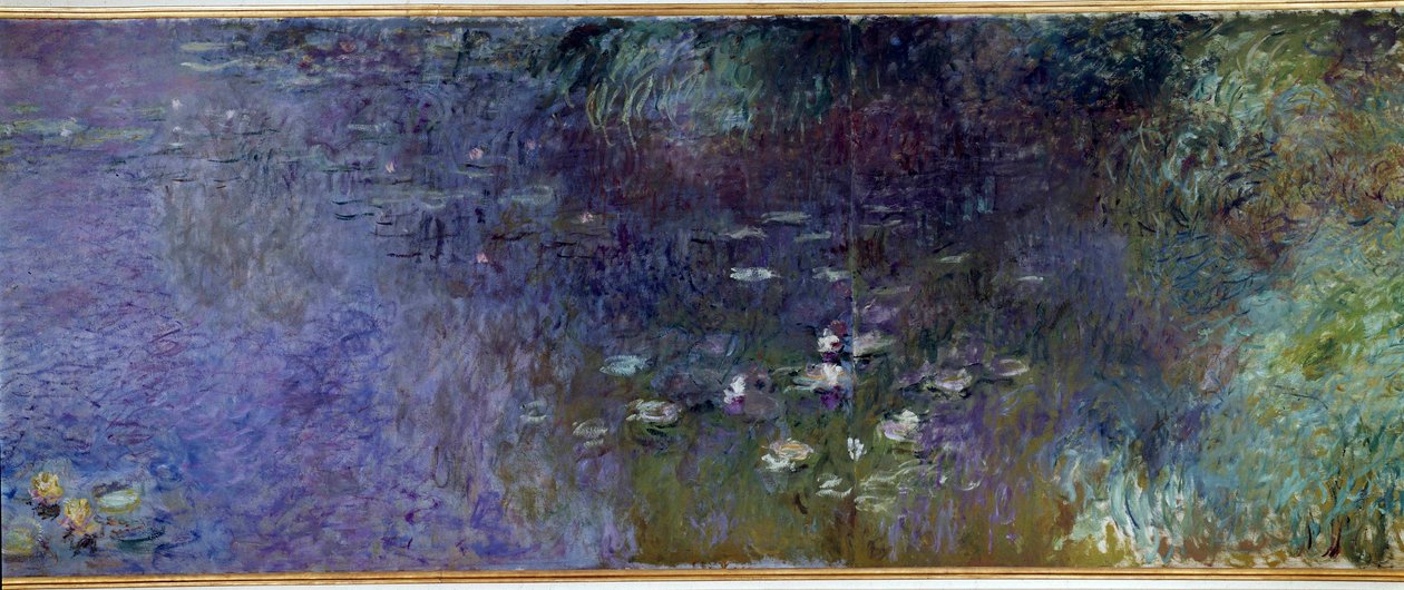 ليه nympheas: تفاصيل ماتين. لوحة لكلود مونيه (1840-1926) 1914-1926 Diptych 2 × 3 م لكل جزء. باريس. Musee De l'Orangerie - زنابق الماء (أو The Nympheas): صباحًا. التفاصيل. لوحة لكلود مونيه (1840-1926) بواسطة كلود مونيه