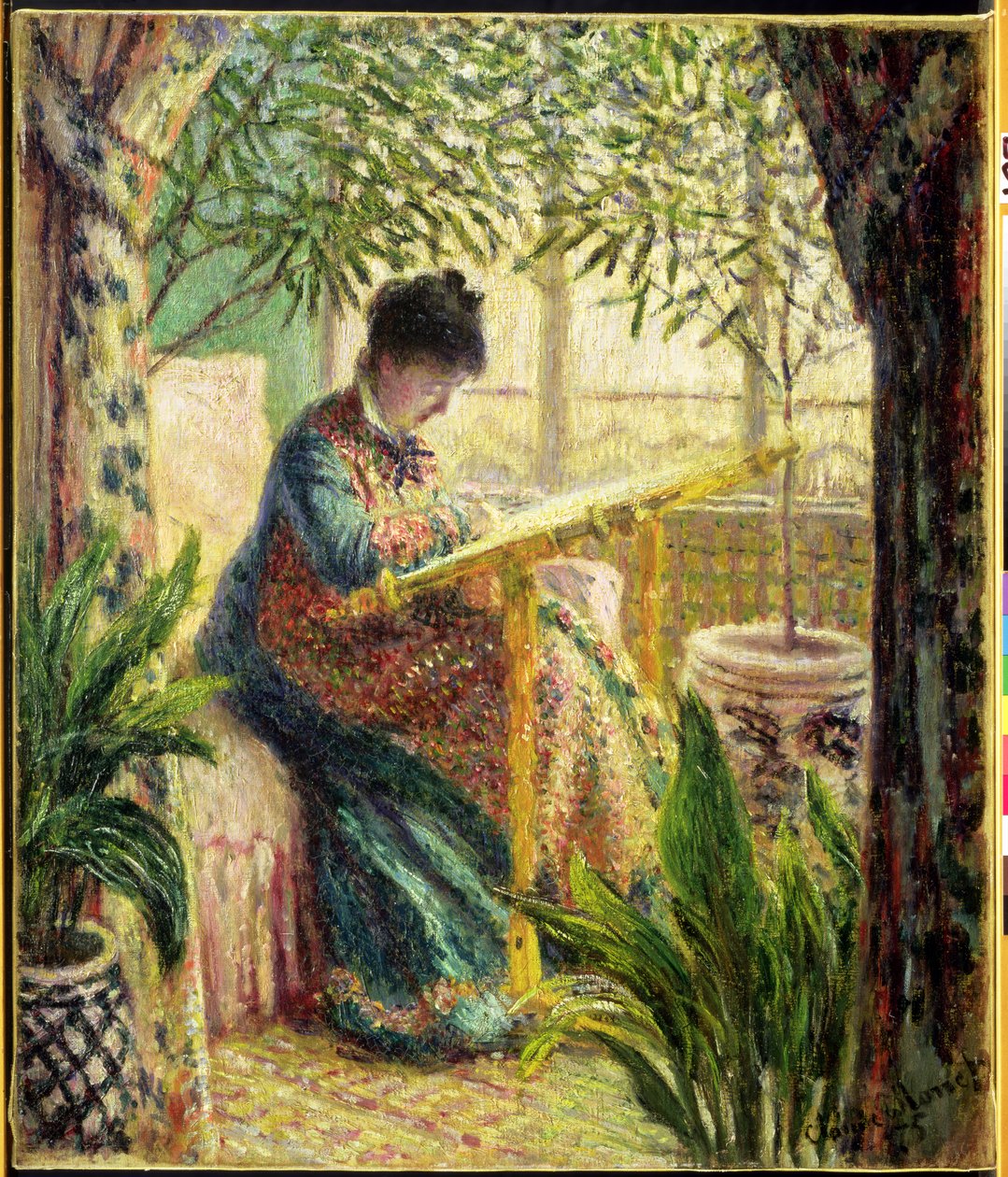 مدام مونيه التطريز (Camille au Metier) 1875 بواسطة كلود مونيه