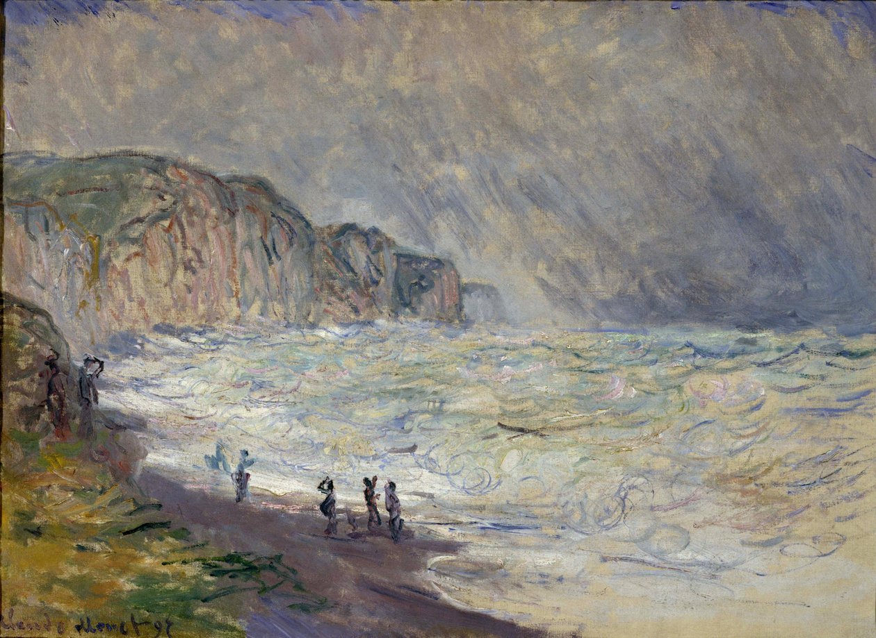 بحر هائج في بورفيل - رسم لكلود مونيه (1840-1926) ، زيت على قماش بواسطة كلود مونيه