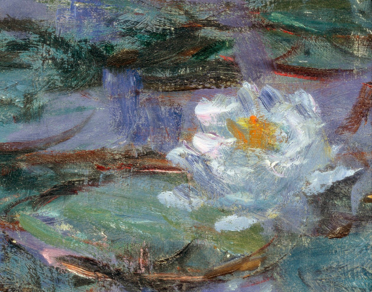 زنابق الماء الأزرق. التفاصيل من زنبق الماء. لوحة لكلود مونيه (1840-1926) بواسطة كلود مونيه
