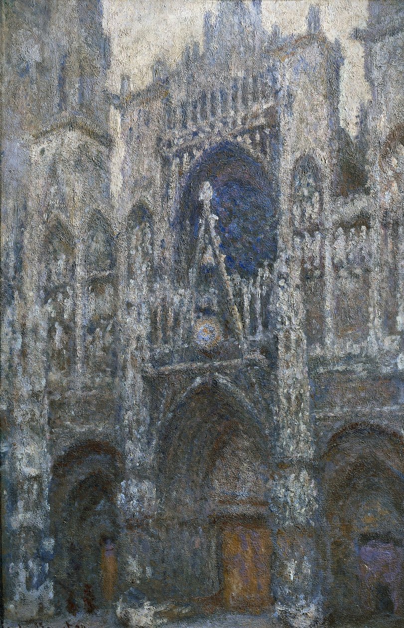 Rouen Cathedral, the portal; grey weather بواسطة كلود مونيه