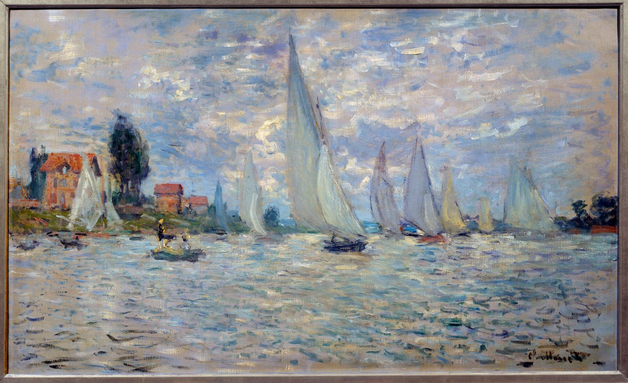 القوارب. يرسم لوحة أرجنتيلية لكلود مونيه (1840-1926) 1874 صن. 0.6x1 م باريس ، متحف دورسيه - القوارب أو سباق القوارب في Argenteuil. لوحة لكلود مونيه (1840-1926) ، حوالي عام 1874. 0.6 × 1 م. متحف أورساي ، باريس بواسطة كلود مونيه