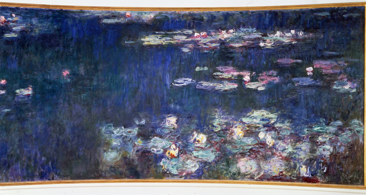الحوريات ، انعكاسات خضراء Diptych الحق. لوحة لكلود مونيه (1840-1926) 1914-1926 خافت. 2 × 4.25 م. باريس. متحف Orangerie بواسطة كلود مونيه