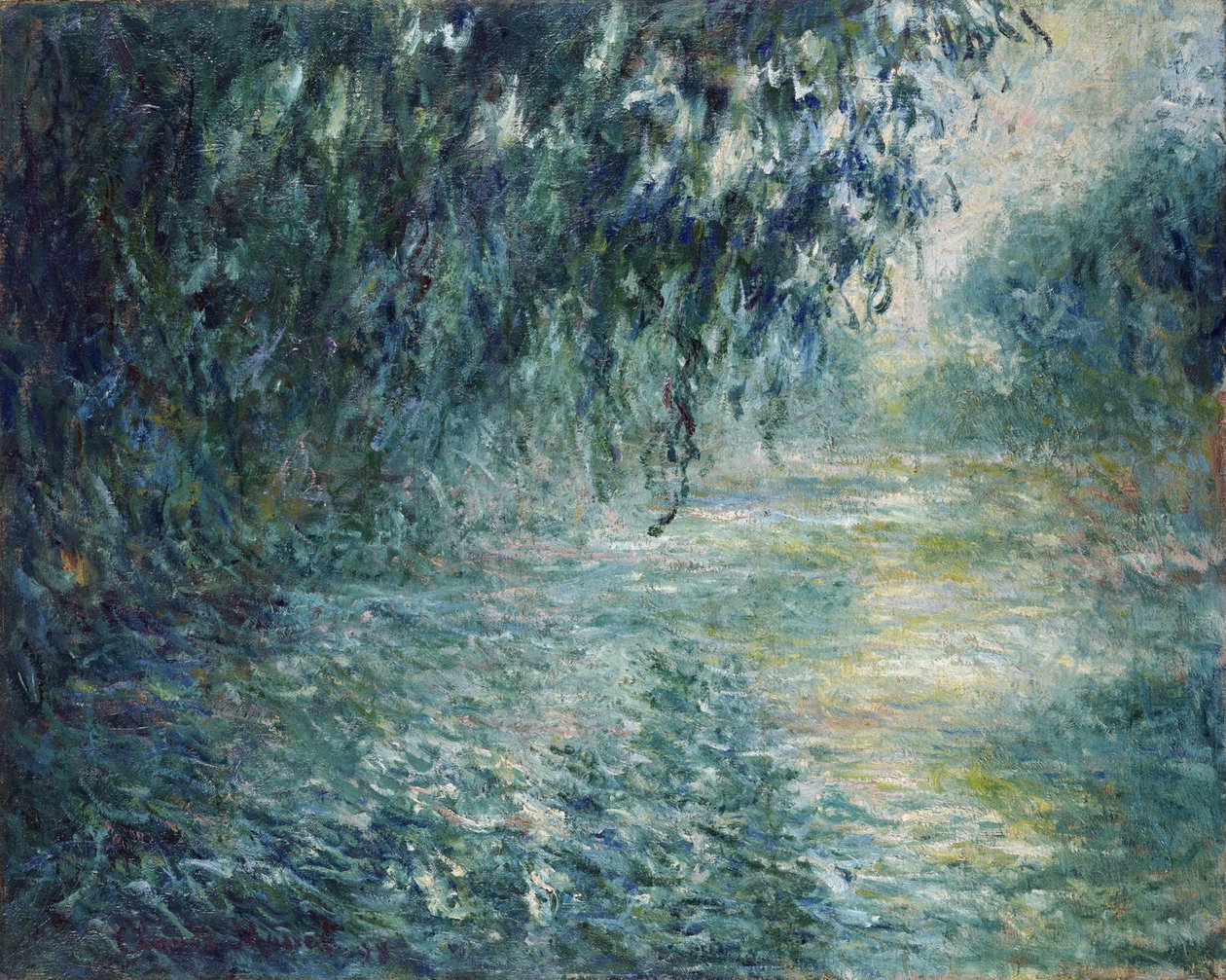 "" منظر لنهر السين في الصباح الباكر "لوحة لكلود مونيه (1840-1926) 1898 قاتمة 73x91.5 سم المتحف الوطني للفن الغربي ، طوكيو بواسطة كلود مونيه