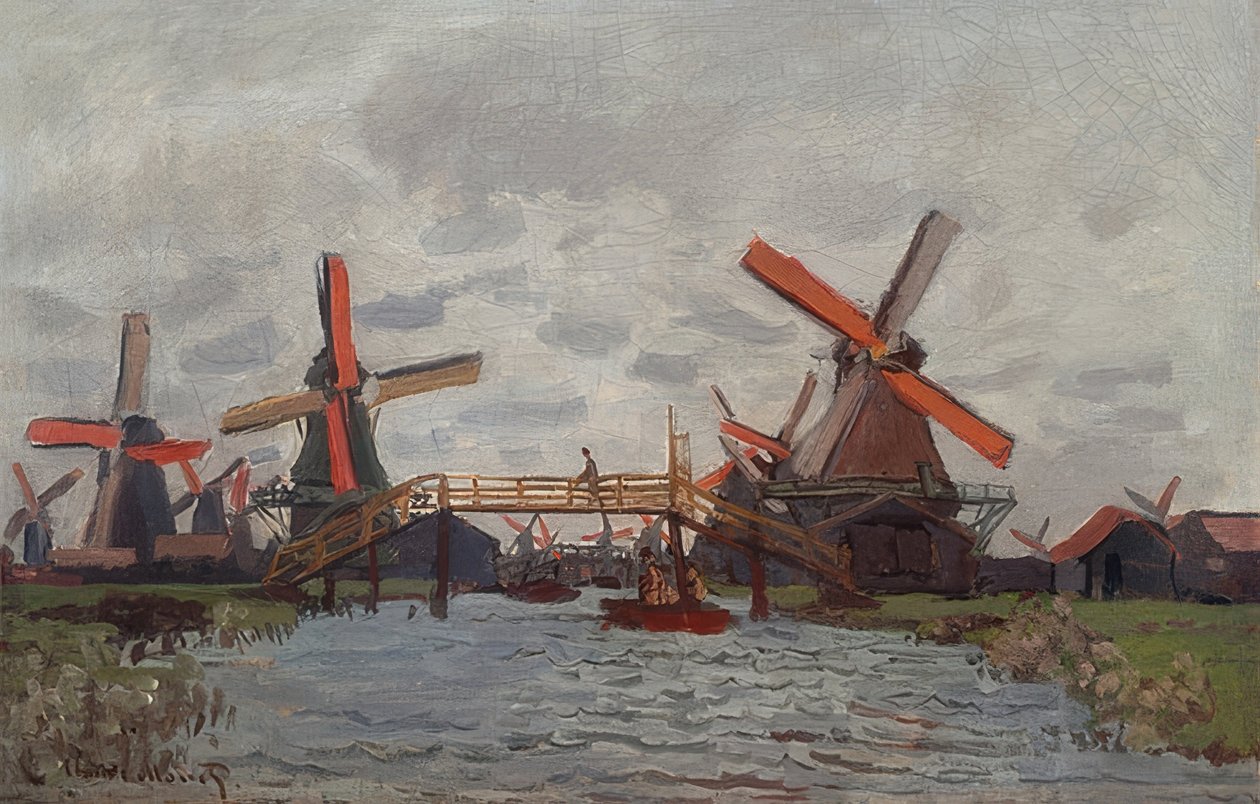 طواحين الهواء في Westzijderveld قرب زاندام. 1871 بواسطة كلود مونيه