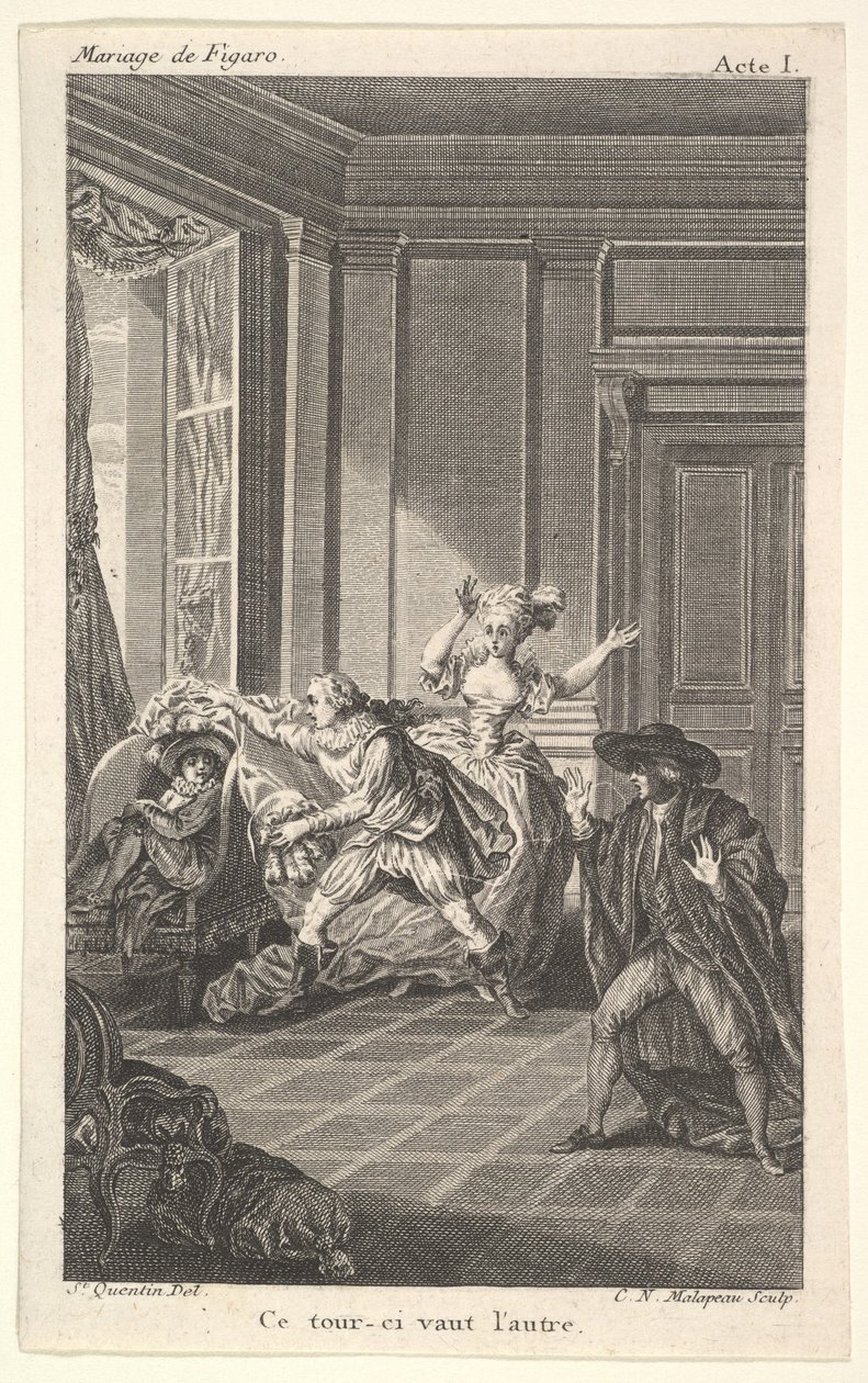 رجل ملتف على كرسي يتطلع نحو رجل آخر يقترب منه من اليسار في ... 1784. بواسطة كلود نيكولاس مالابو