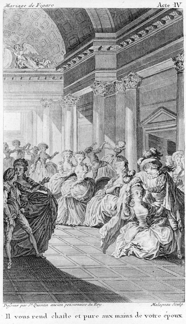 زواج Figaro de Beaumarchais ، الفصل الرابع. رسم سانت كوينتين ، نقش مالابو بواسطة كلود نيكولاس مالابو