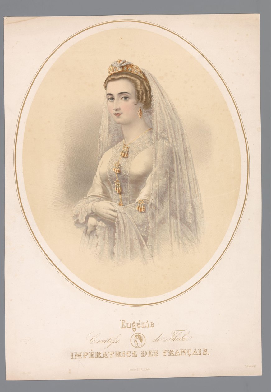 Portret van Eugenie و keizerin van Frankrijk أوجيني ، كونتيسة طيبة. إمبراطورة الفرنسيين (العنوان على الكائن) بواسطة كلود ريجنير