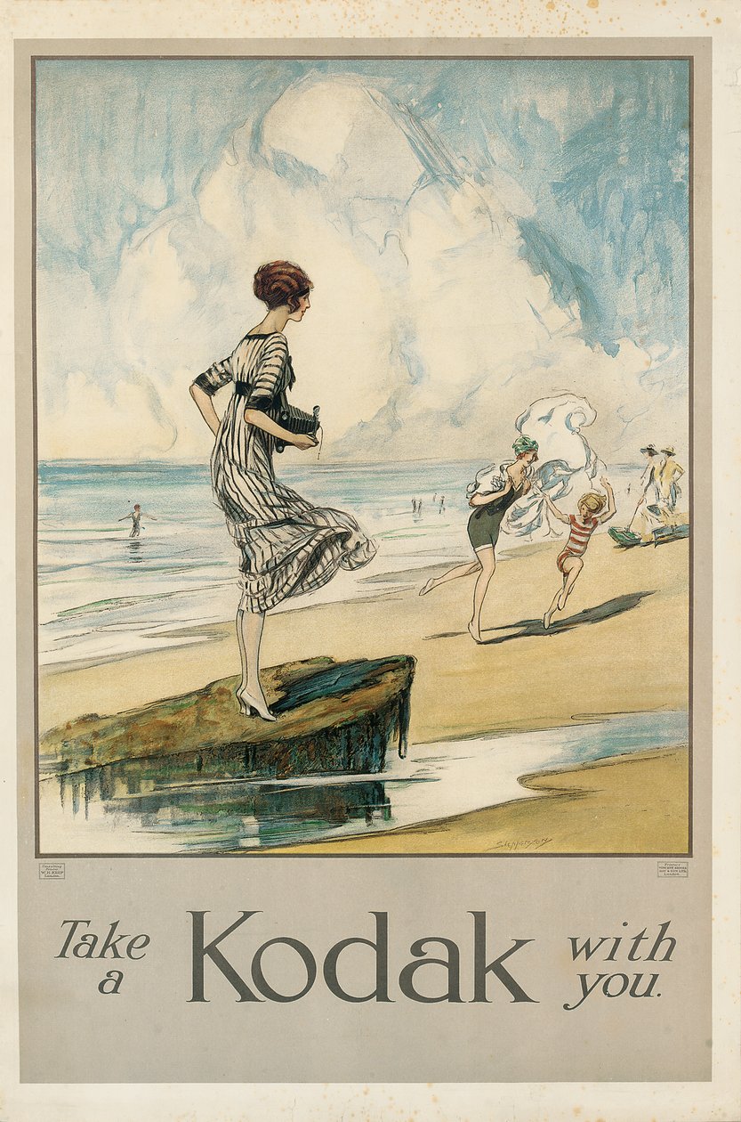 "خذ Kodak معك" ، ملصق إعلاني لـ Kodak ، حوالي عام 1910 (طباعة حجرية ملونة) بواسطة كلود شيبرسون
