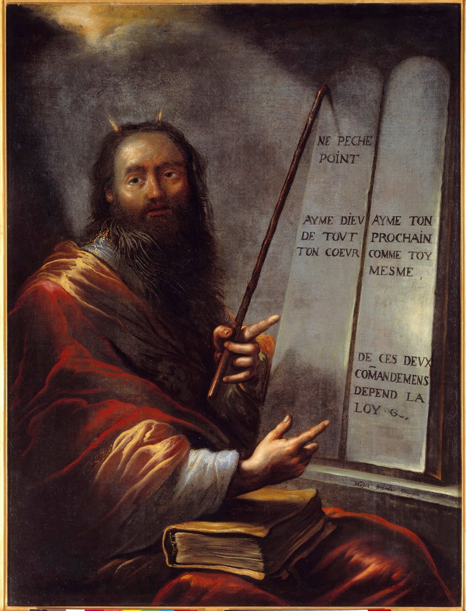 Moise et les Tables de la Loi Painting by Claude Vignon (1593-1670) 17th century Sun. 1,29x0,9 m Rouen, Musee des Beaux Arts بواسطة كلود فيجنون