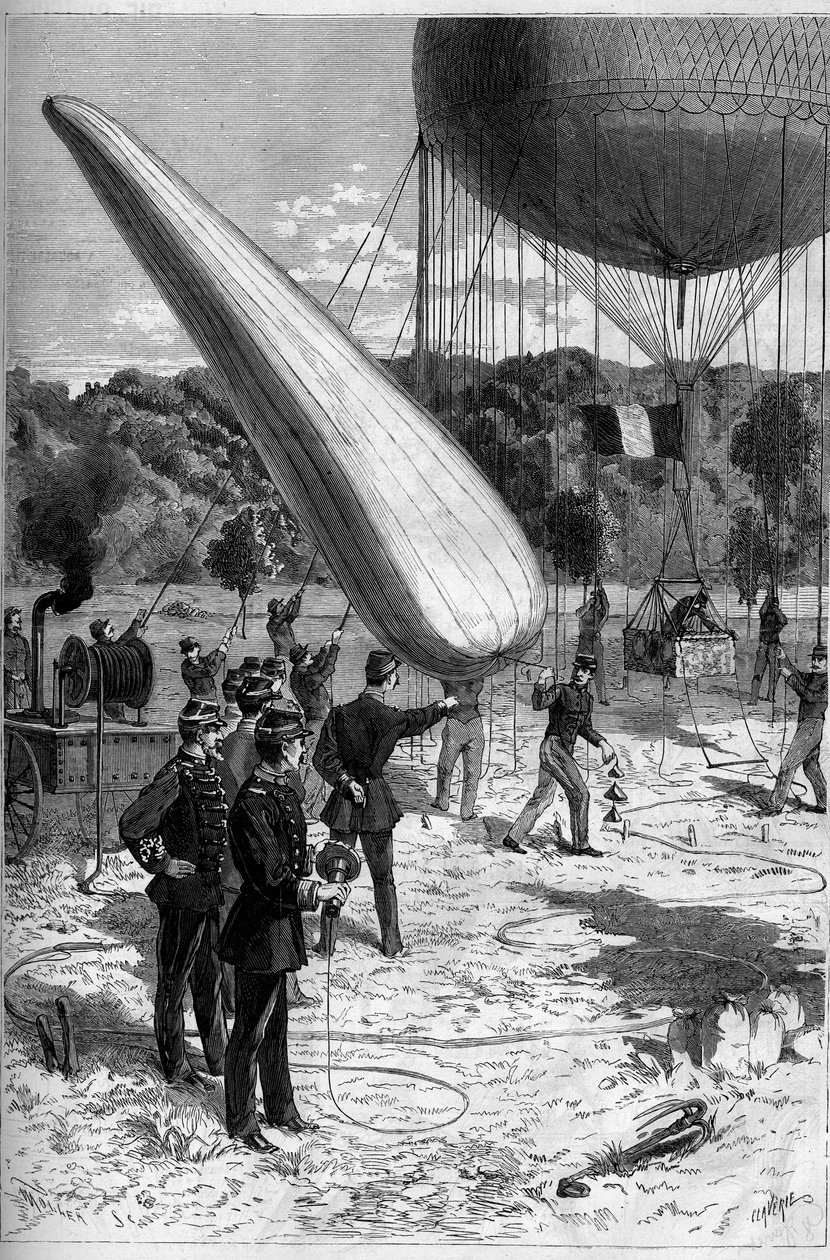 المطارات العسكرية: الخبرات الهاتفية في إنشاء ميدون. نقش كلافيري في "" Le Monde Illustré "" رقم 1331 بتاريخ 30 سبتمبر بواسطة Claverie