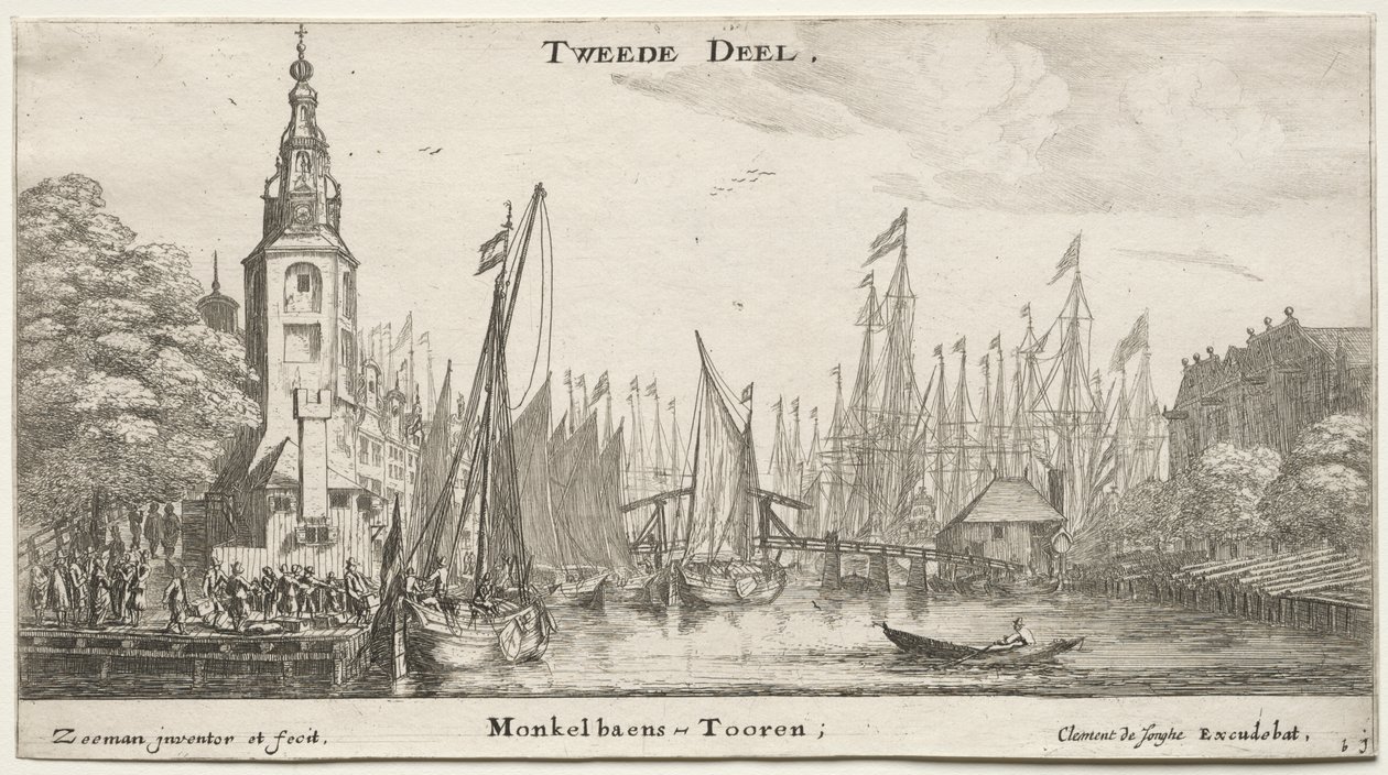 سفن ومناظر مختلفة لأمستردام (Verscheÿde Ships and Gesichten van Amstelredam) ، الجزء الثاني: القناة بالقرب من أمستردام وبرج مونكل بواسطة كليمنت دي جونغهي