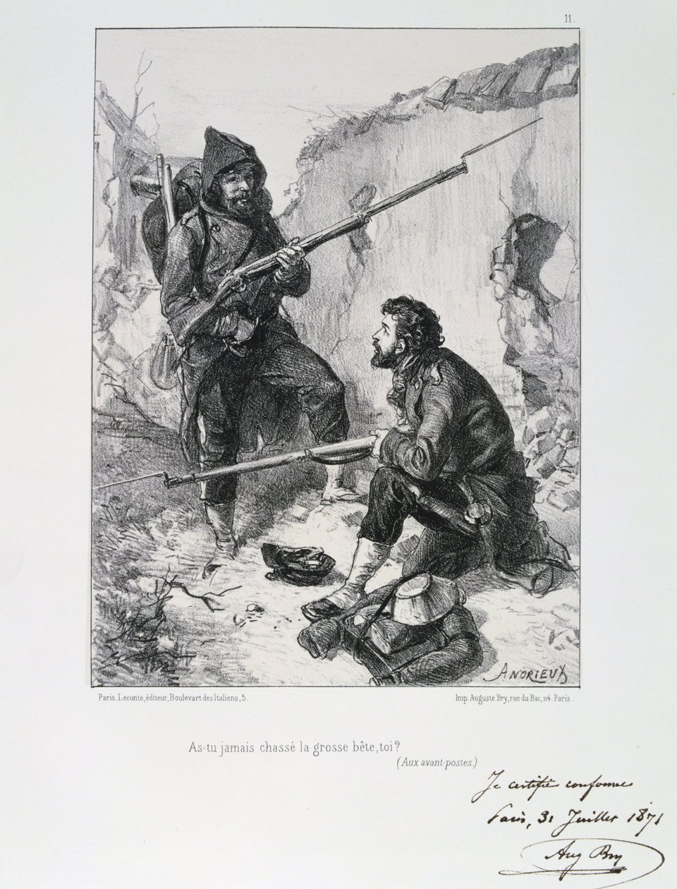 الحرب الفرنسية البروسية 1870-1871. حصار باريس 19 سبتمبر 1870 - 28 يناير 1871. وصول Garde Mobile للمساعدة في الدفاع عن باريس ، سبتمبر 1870. من سلسلة من المطبوعات الحجرية لكليمان أوغست أندريو على جاردس ناشونالز. بواسطة كليمنت أوغست أندريو