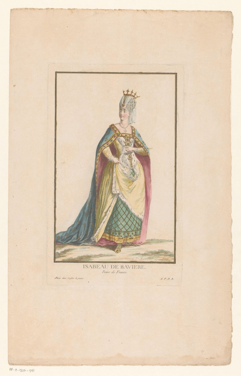 صورة لإيزابيلا من بافاريا ، ملكة فرنسا Isabeau de Baviere Reine de France (العنوان على الجسم) بواسطة كليمان بيير ماريلييه