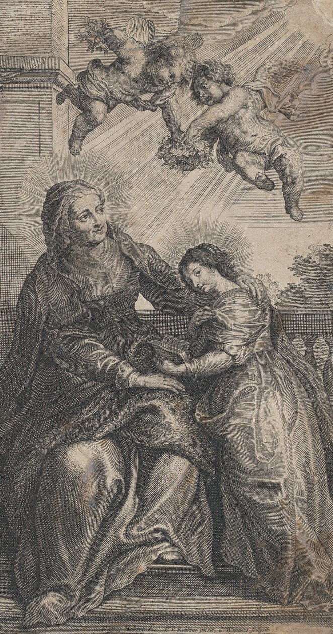 تعليم العذراء مع القديسة حنة والعذراء مريم يقرأان مع صفي ... ، كاليفورنيا. 1700-24. بواسطة كوينراد ومانس