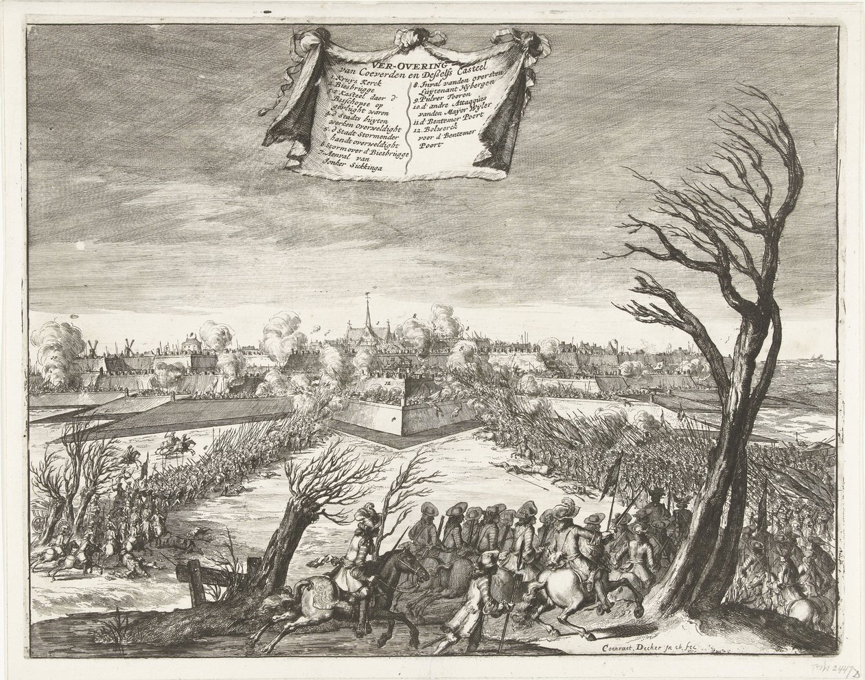 اقتحام Coevorden واحتلالها في 30 ديسمبر 1672 الفتح من Coevorden و Deßelfs Casteel (العنوان على الكائن) بواسطة كوينريت ديكر