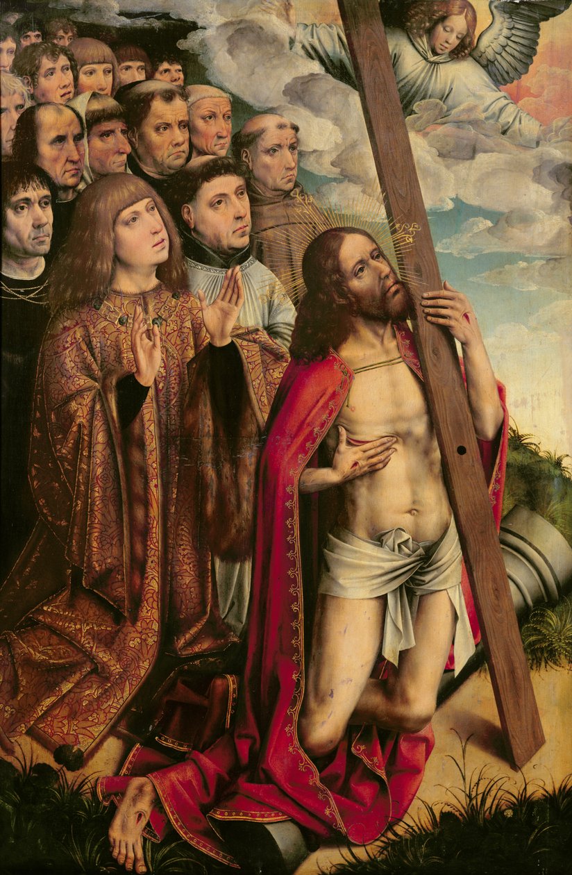 المسيح الوسيط مع فيليب الوسيم (1478-1506) وحاشيته ، اللوحة اليسرى من مذبح (انظر أيضًا 223221) بواسطة كولين دي كوتر