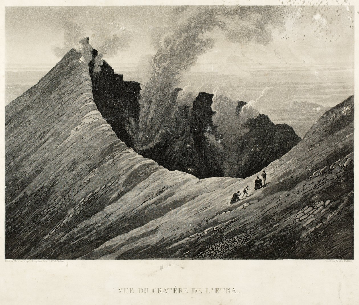منظر لحفرة إتنا ، محفورة بواسطة نيوتن فيلدنغ (1799-1856) (أكواتينت) بواسطة Comte de Forbin