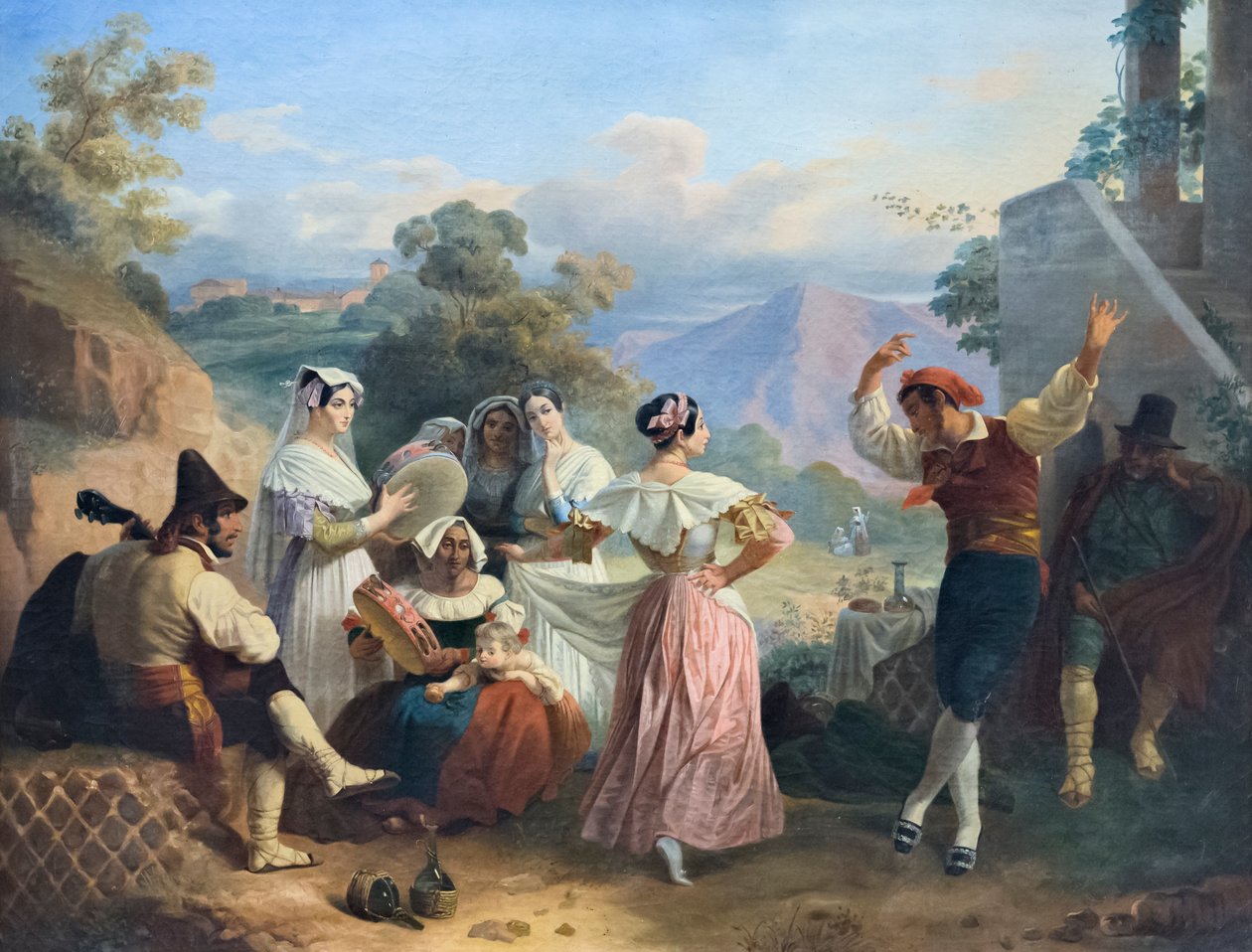 رقصة تقليدية (زيت على قماش) بواسطة Consalvo Carelli