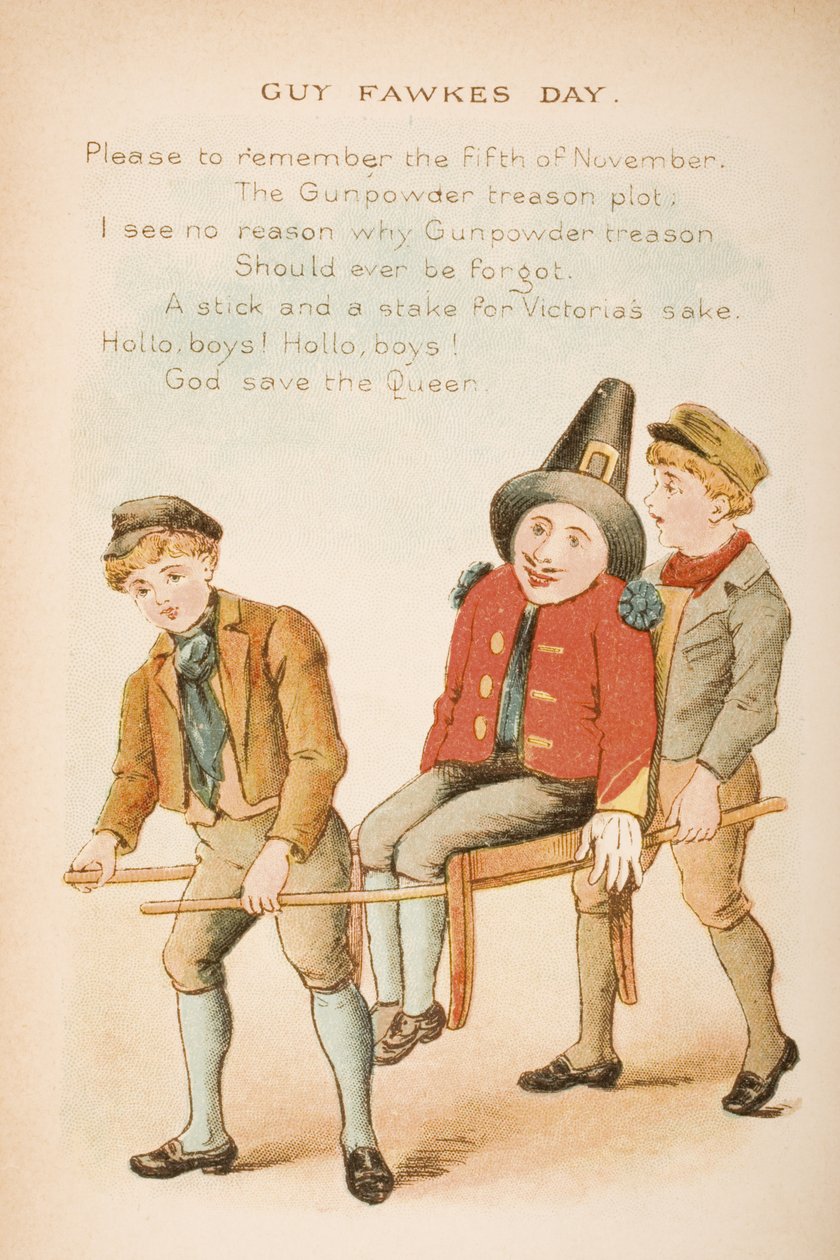 يوم جاي فوكس ، من فيلم "Old Mother Goose&39;s Rhymes and Tales" ، نشرته شركة Frederick Warne und Co. ، c.1890s (chromolitho) بواسطة كونستانس هاسليوود