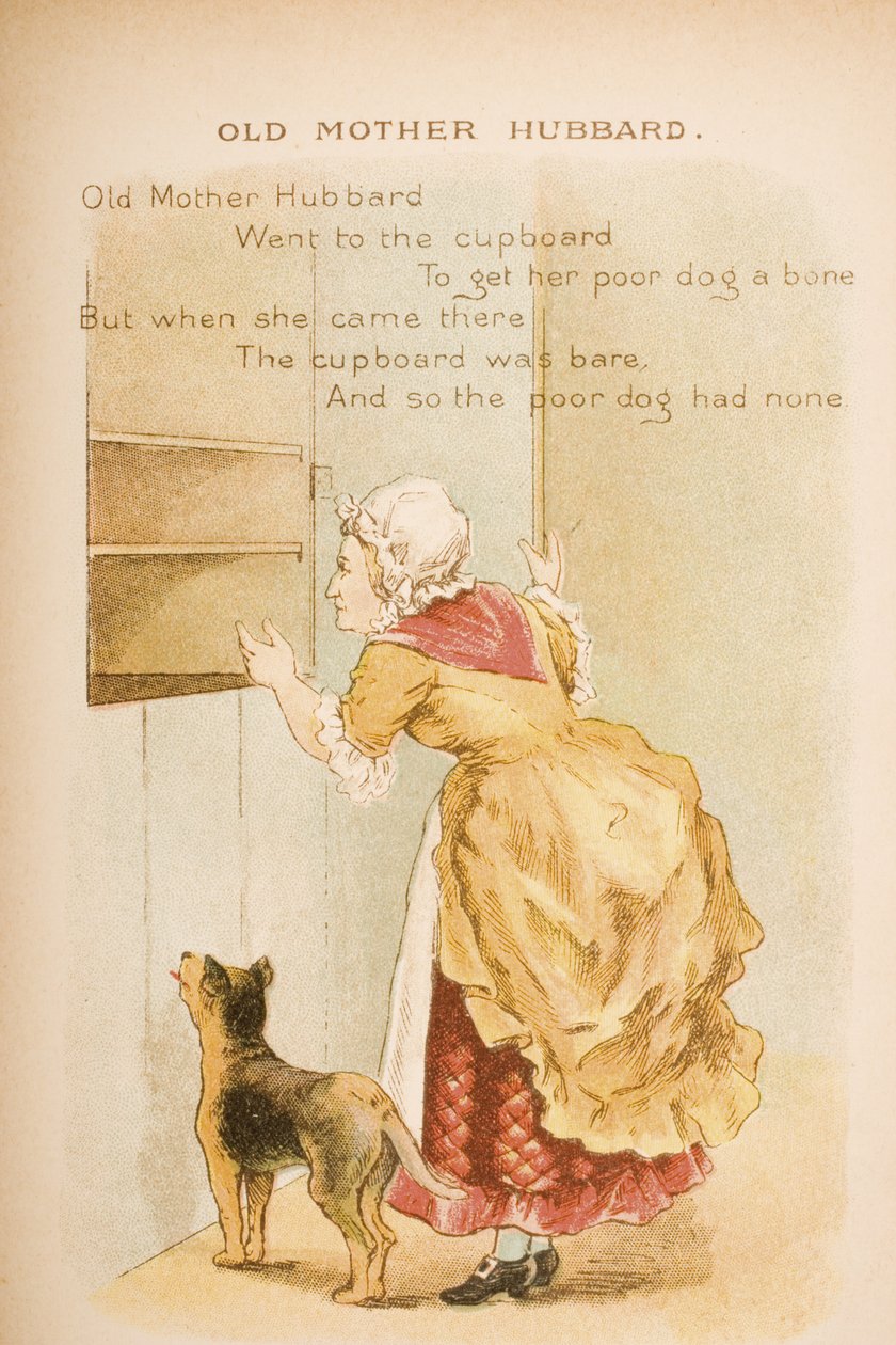 Old Mother Hubbard ، من "Old Mother Goose&39;s Rhymes and Tales" ، نشرته شركة Frederick Warne und Co. ، c.1890s (chromolitho) بواسطة كونستانس هاسليوود