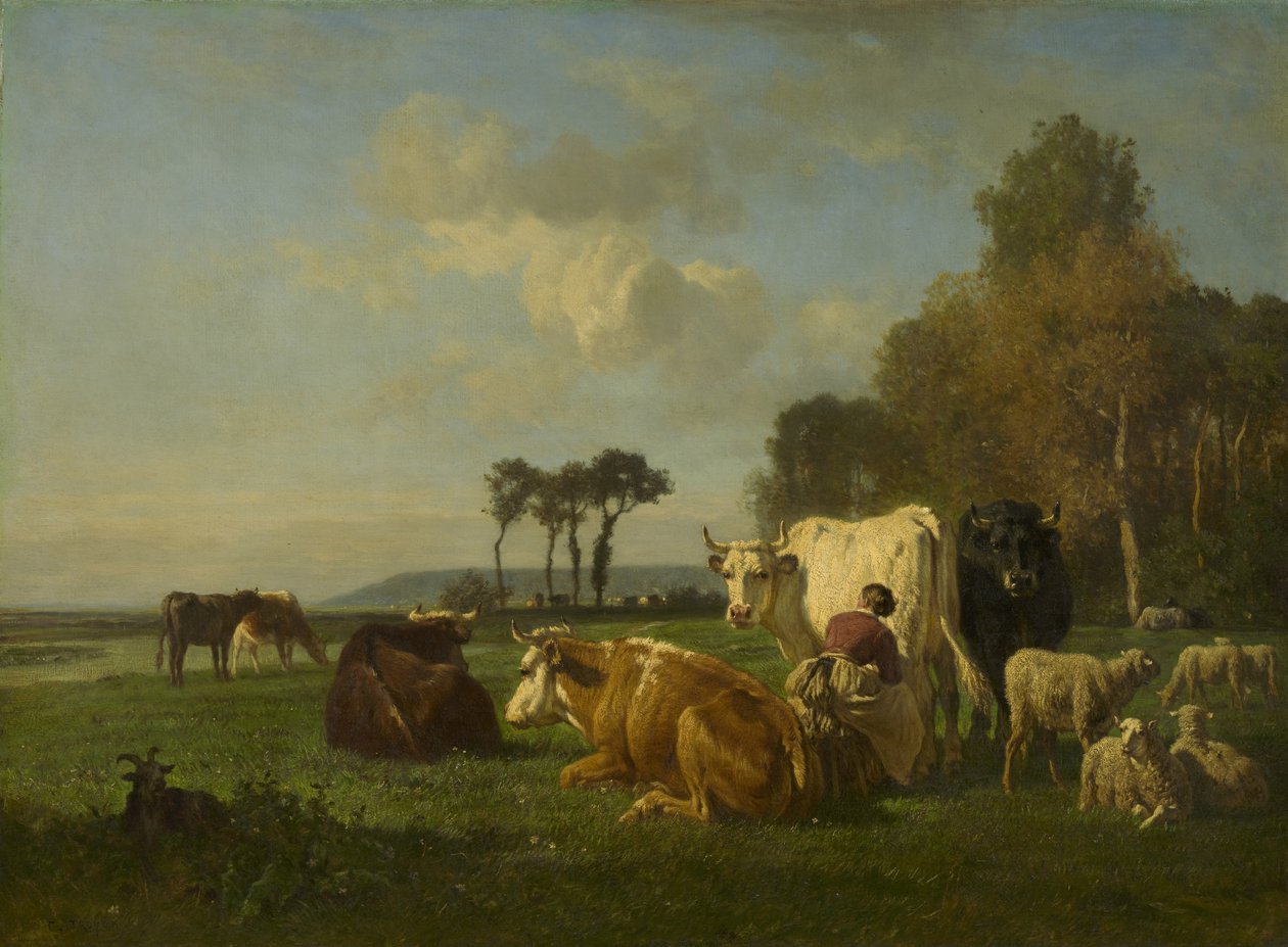 الماشية والأغنام في المناظر الطبيعية ، ج .1855 بواسطة ثابت اميل ترويون