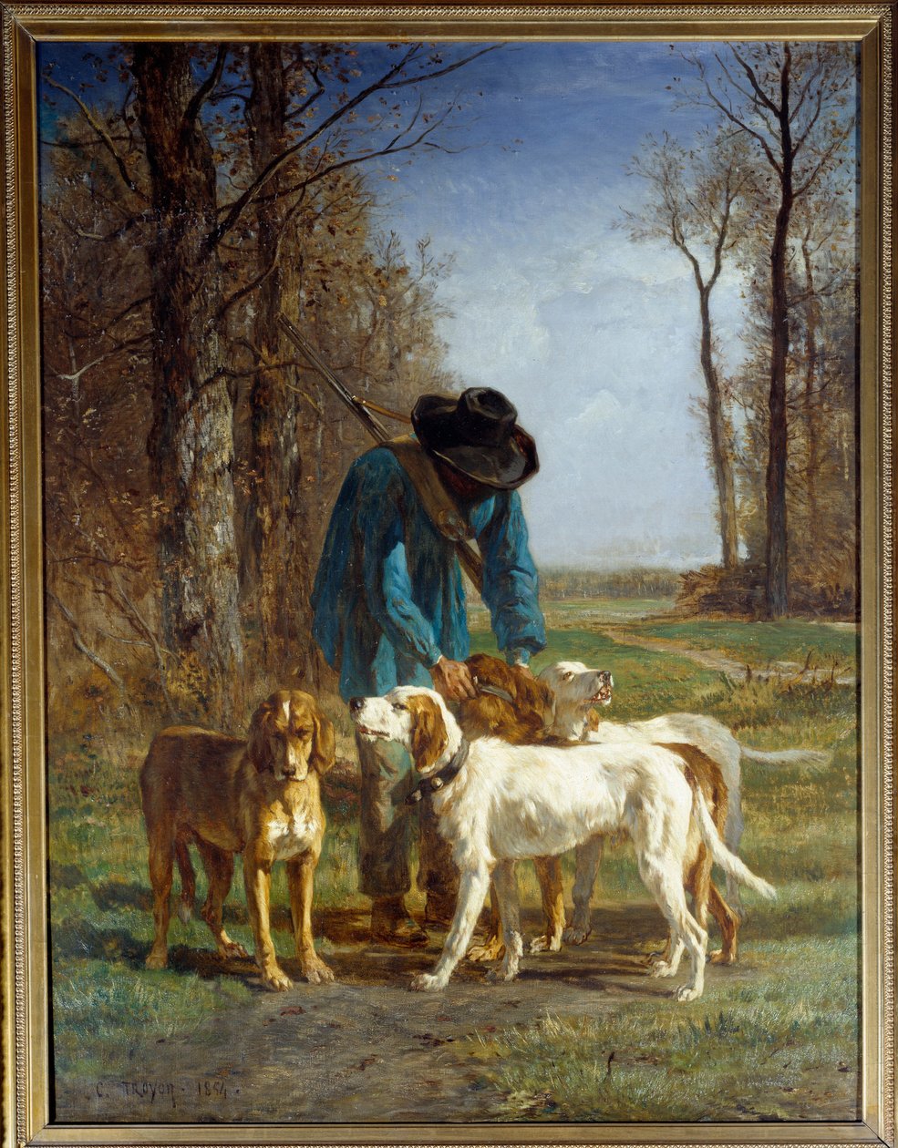 توقف حراس الصياد عن طريق كلابه. لوحة بقلم كونستانت ترويون (1810-1865) بواسطة ثابت اميل ترويون