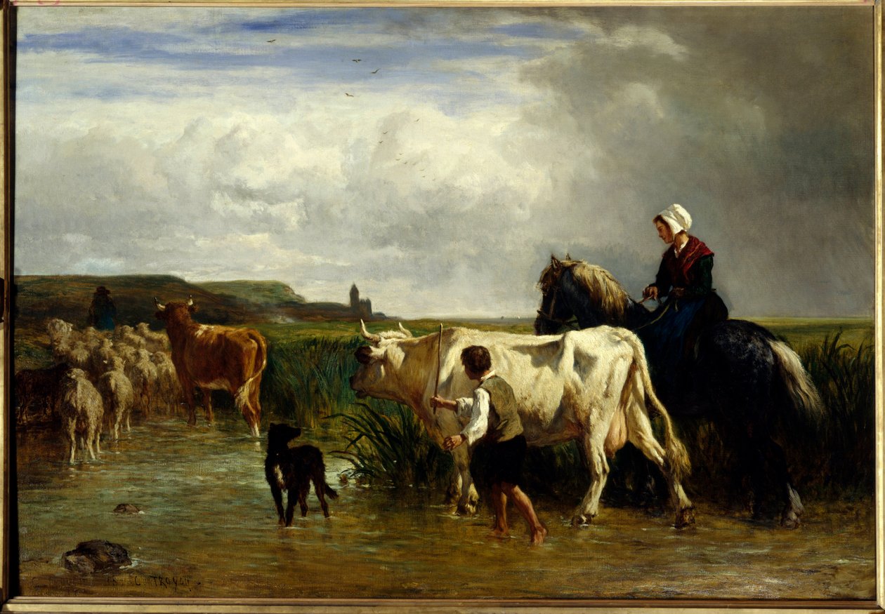 لو باساج دو غو لوحة رسمها كونستانت ترويون (1810-1865) من القرن التاسع عشر. 1،15x1،65 م باريس ، متحف اللوفر. بواسطة ثابت اميل ترويون