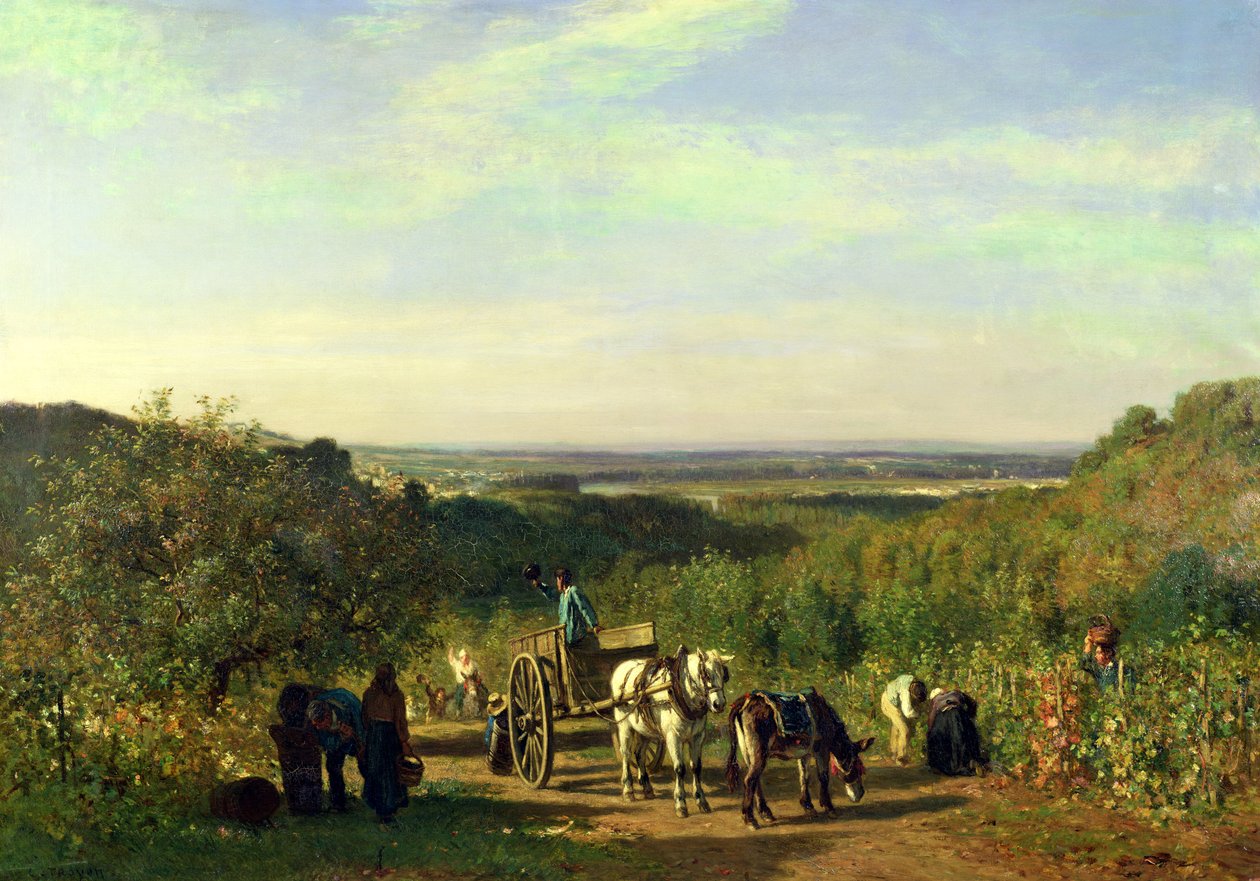 منظر من قمم التلال في Suresnes أو ، The Grape Harvest at Suresnes بواسطة ثابت اميل ترويون