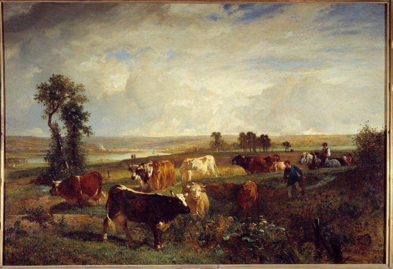 منظر مأخوذ من مرتفعات Suresnes (Hauts de Seine). لوحة بقلم كونستانت ترويون (1810-1865) بواسطة ثابت اميل ترويون
