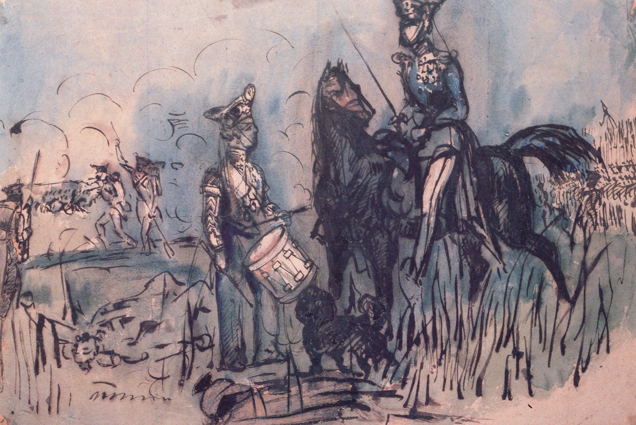 القوات الروسية في معركة إنكرمان ، 5 نوفمبر 1854 (مرحاض وحبر وغسل على ورق) بواسطة قسطنطين الرجال
