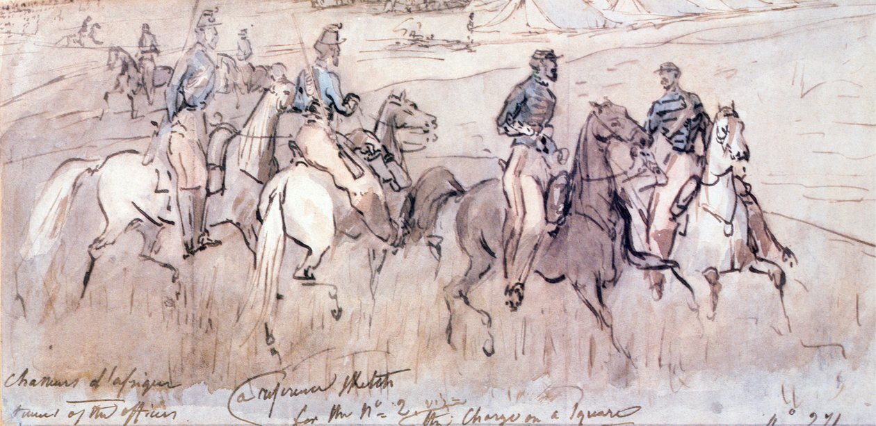 The Chasseurs d&39;Afrique خلال حرب القرم عام 1854 بواسطة قسطنطين الرجال