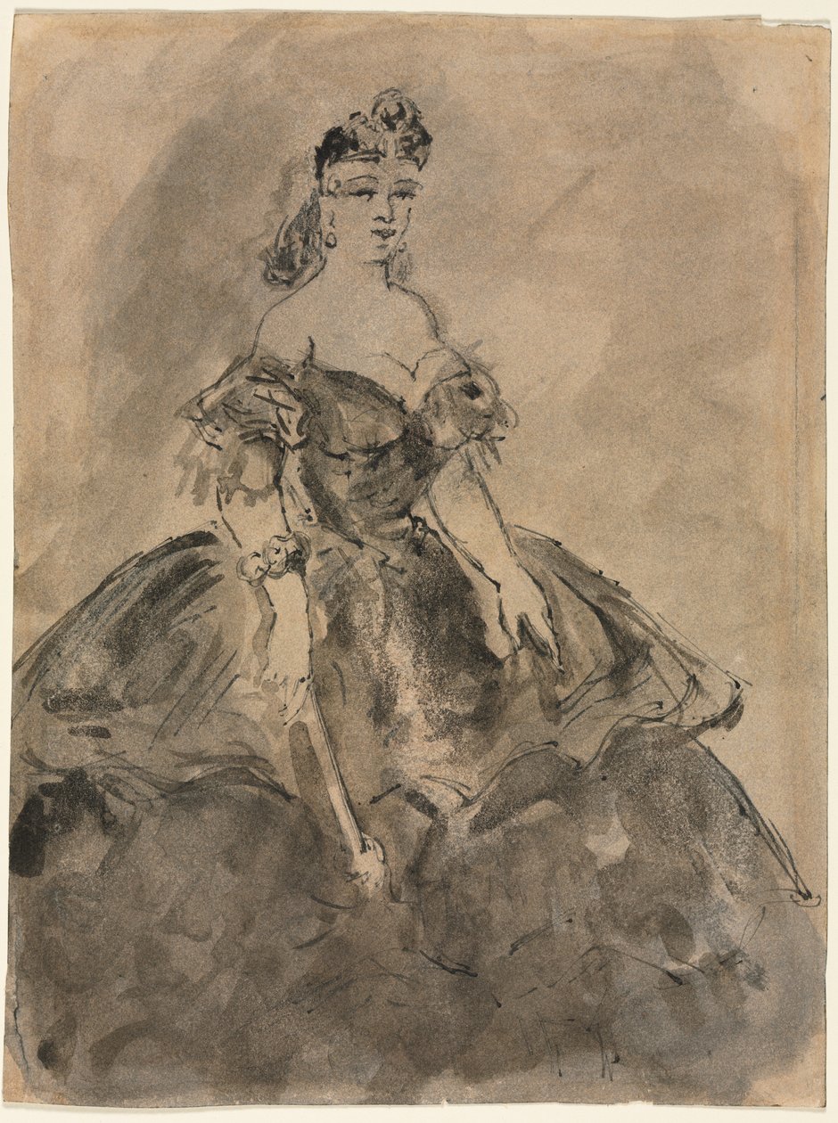 في الكرة المستقيمة ، La femme à léventail ، بعد Goya Verso ، القرن التاسع عشر. بواسطة قسطنطين الرجال