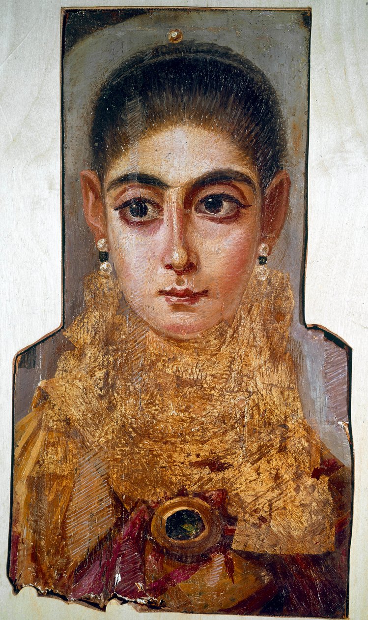 الفن القبطي: شابة تسمى "الأوروبين" الفيوم (الفيوم) (حوالي 160 م) الرسم بالشمع على الخشب. باريس ، متحف اللوفر بواسطة القبطية